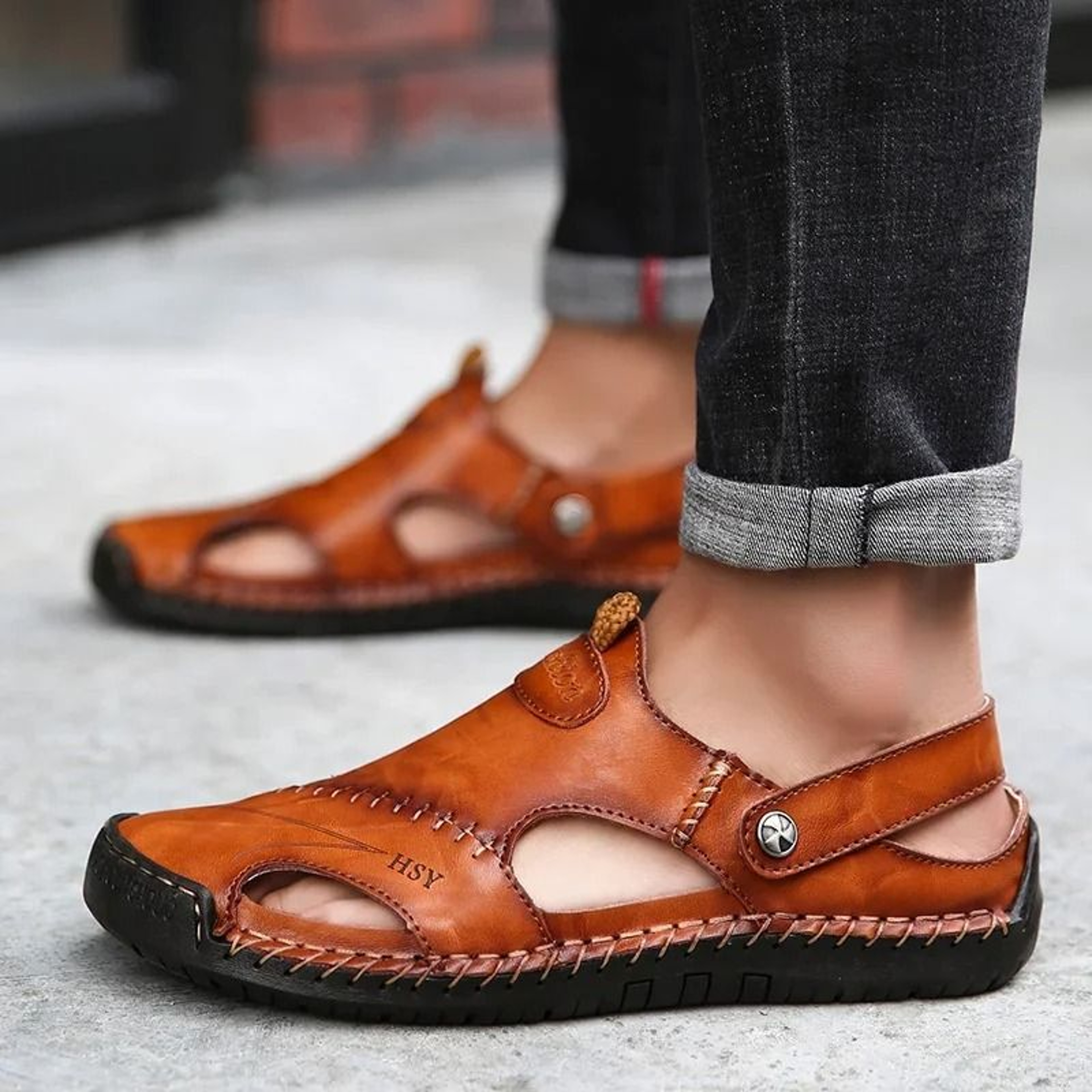 Mens Genuine Leather Outdoor Sandals 3