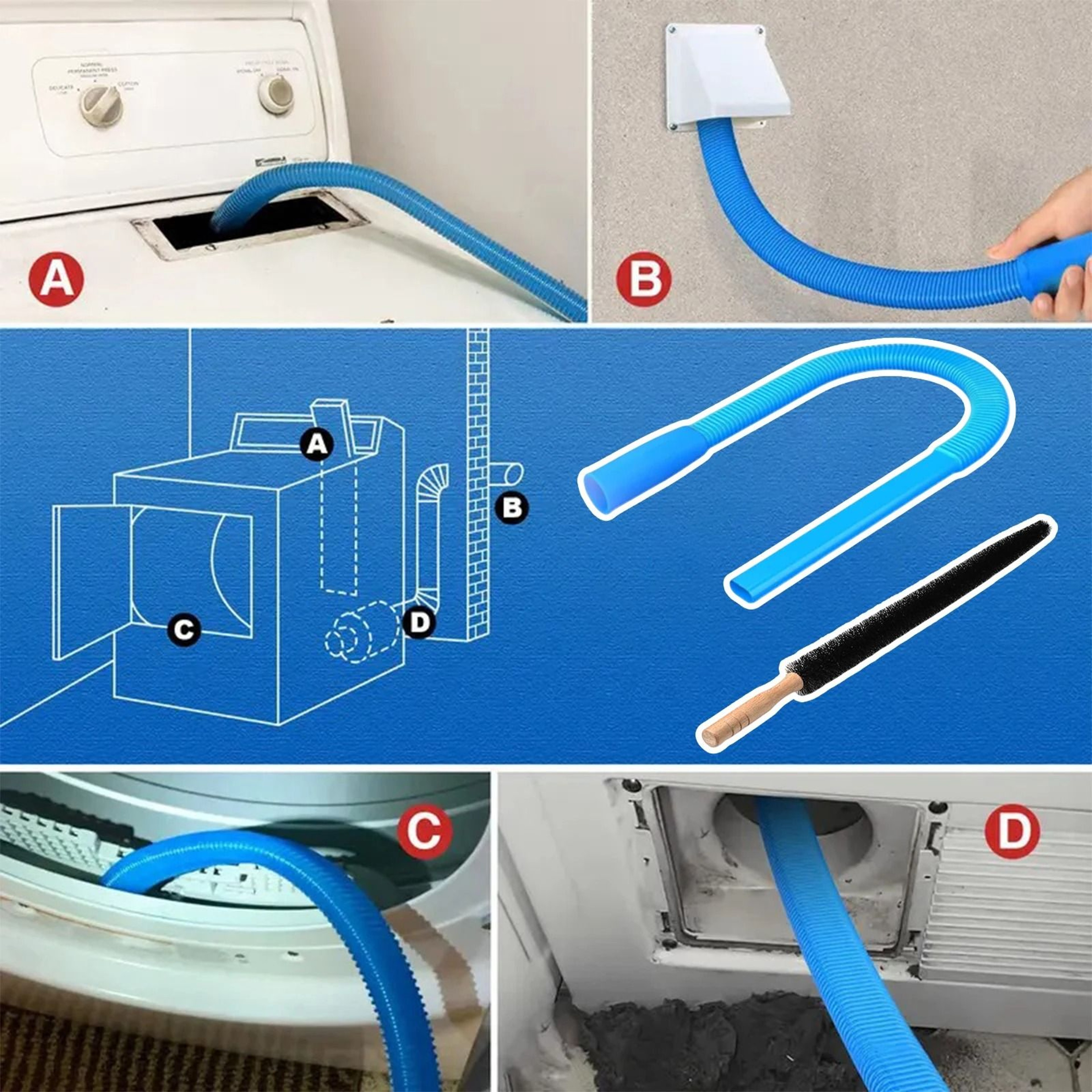 2Piece Dryer Vent Cleaner Kit For Vacuum Cleaners 3