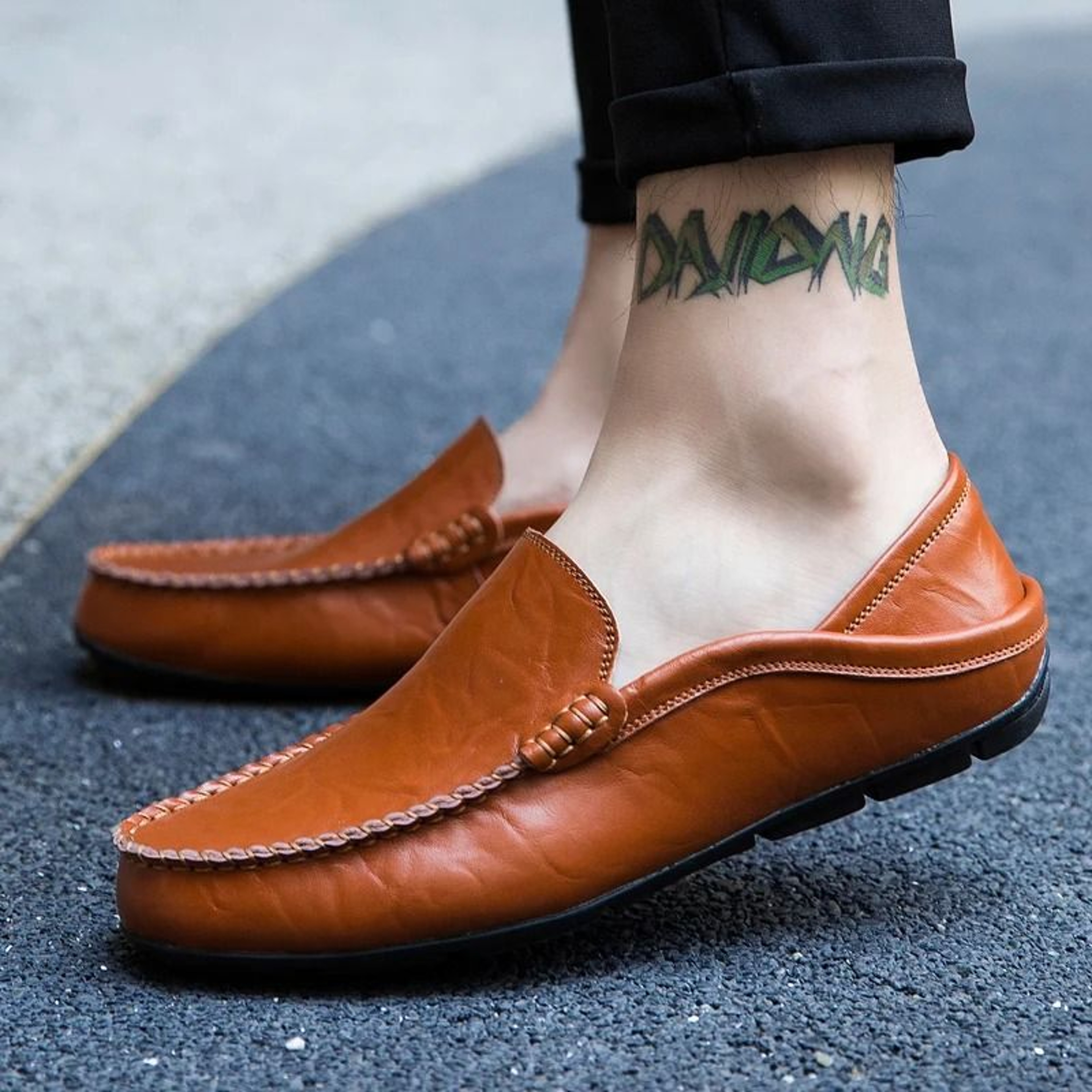 Mens Genuine Leather Slip On Loafers 5