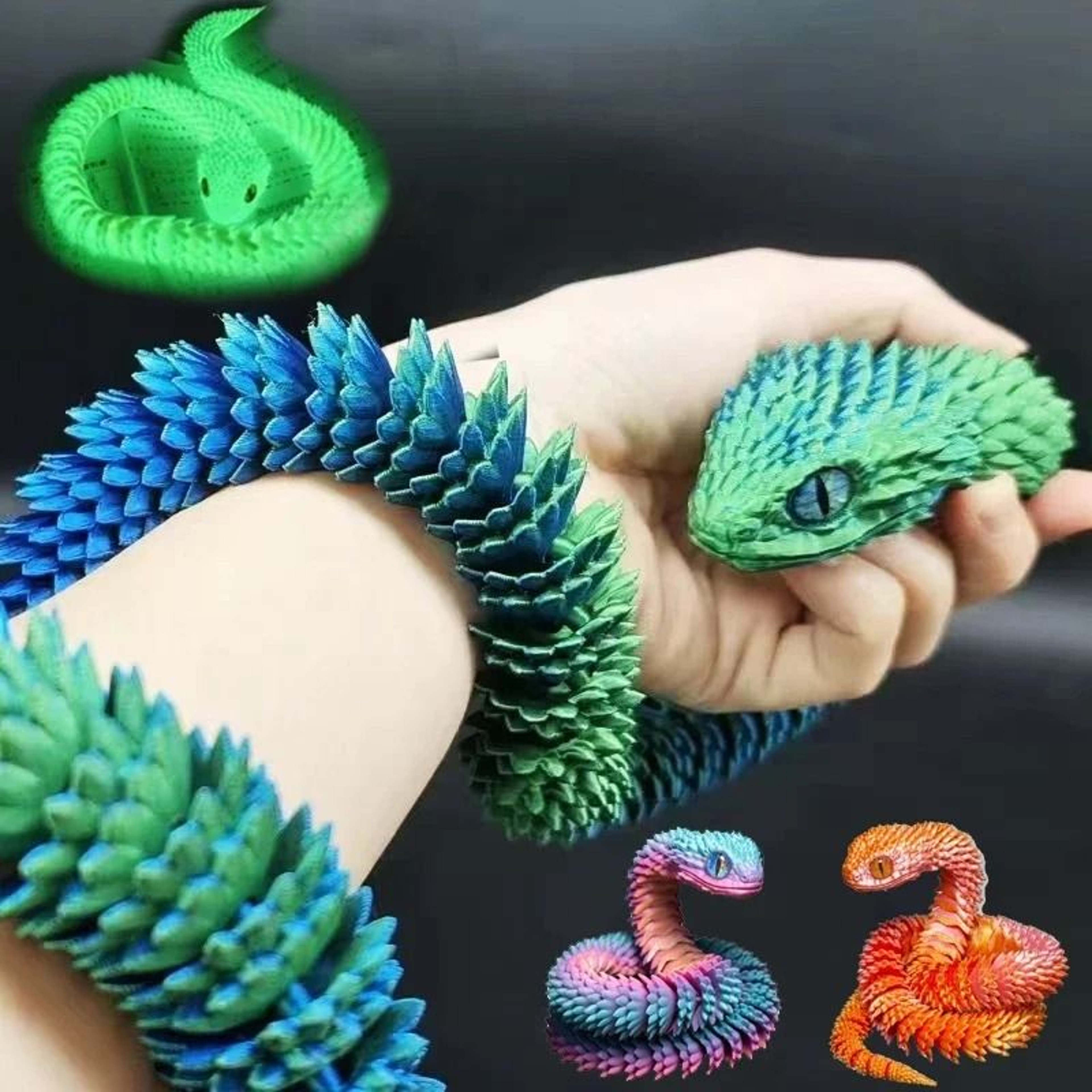 Articulated 3D Printed Snake Fidget Toy 0
