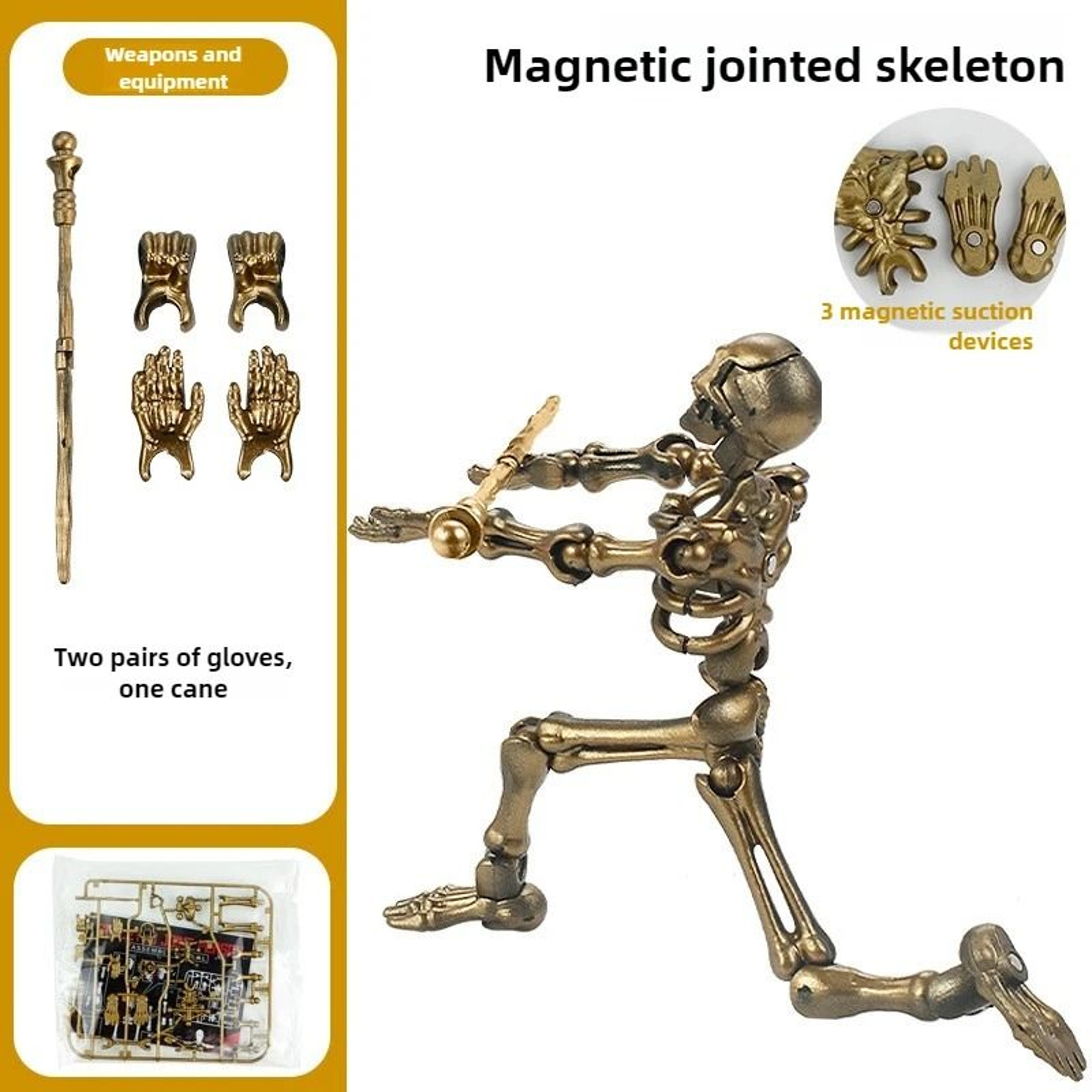 Medieval Skeleton Action Figure With Movable Joints Poseable Desktop Toy 11