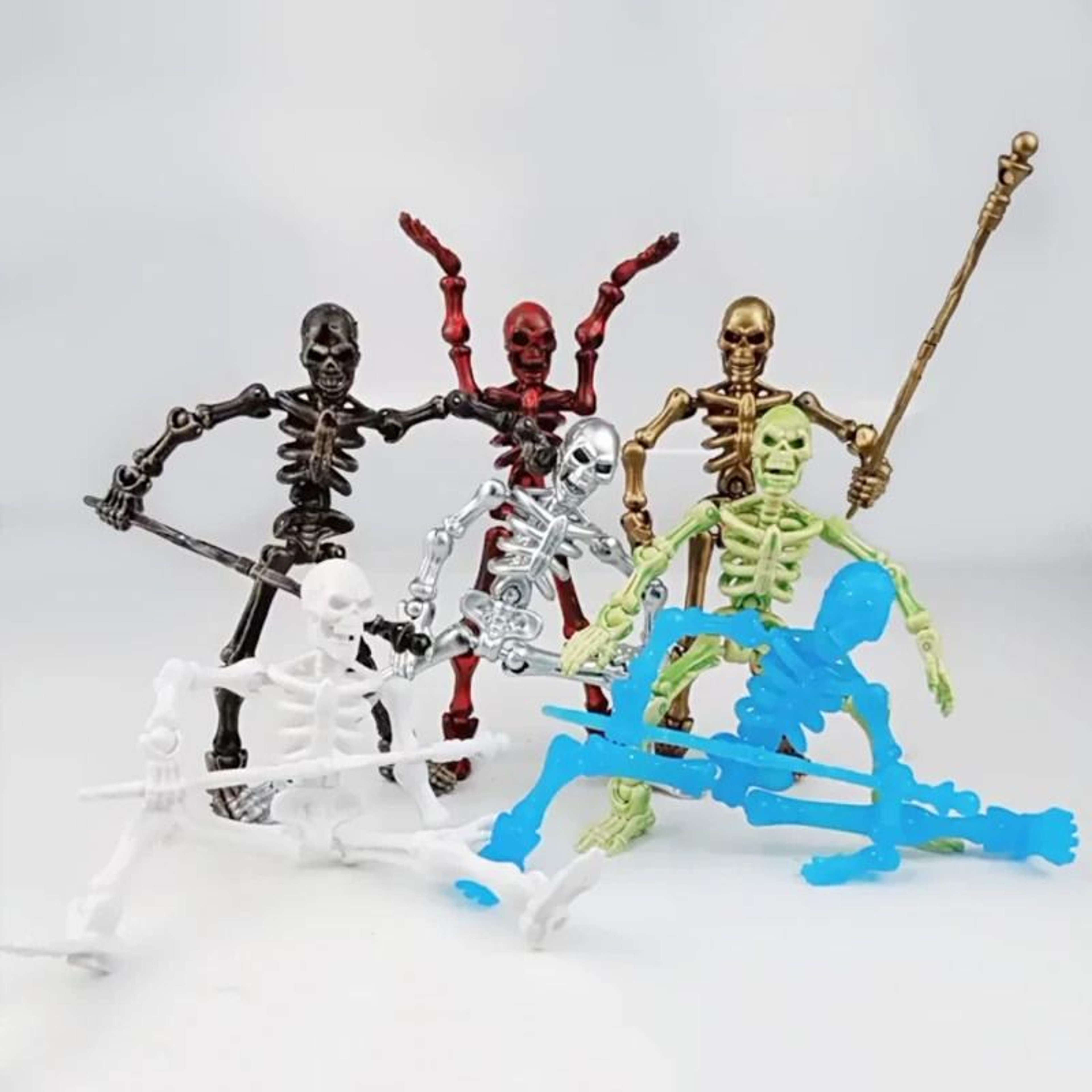 Medieval Skeleton Action Figure With Movable Joints Poseable Desktop Toy 6