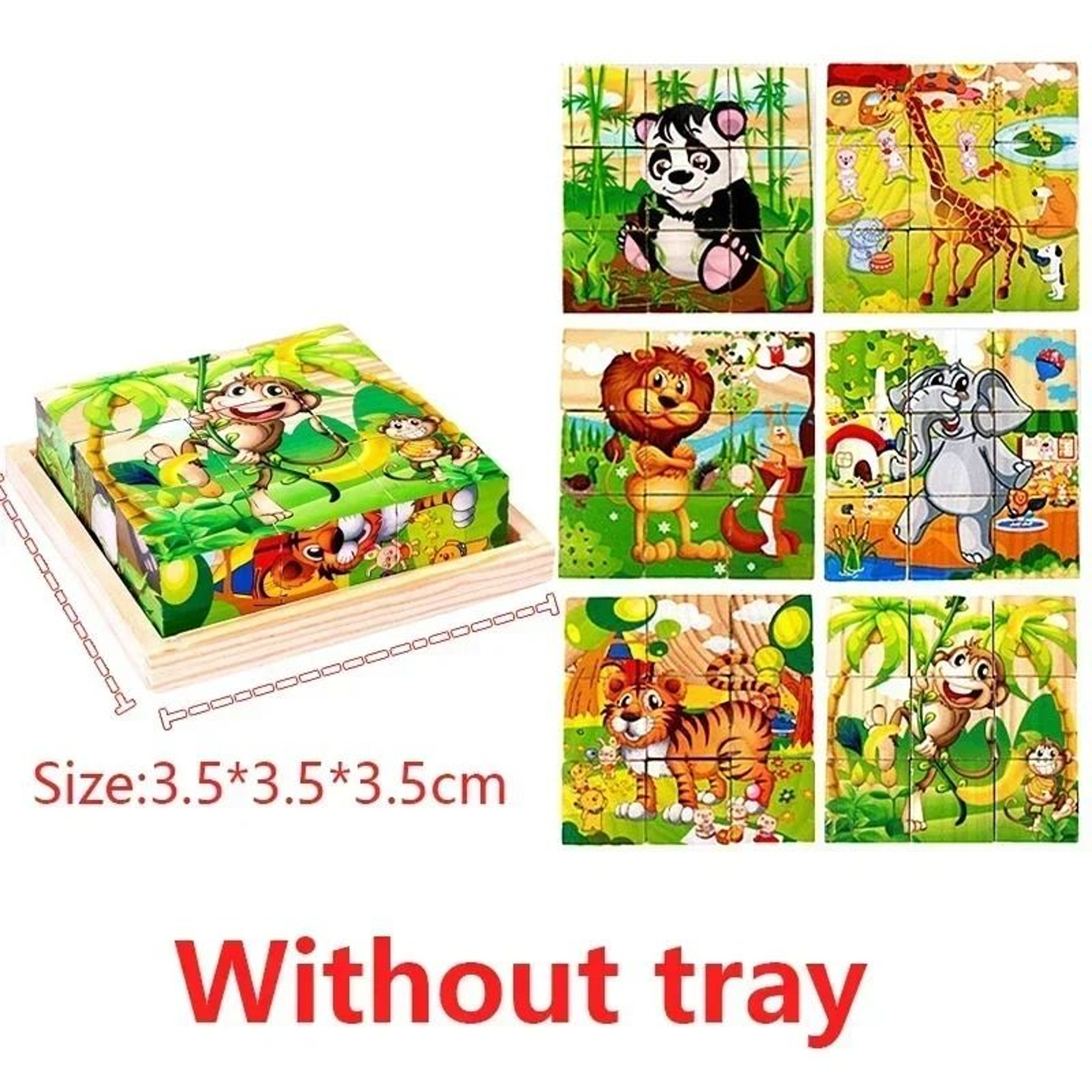 Montessori Wooden Cube Puzzle Toy 9 Piece Six Sided Learning Blocks 9