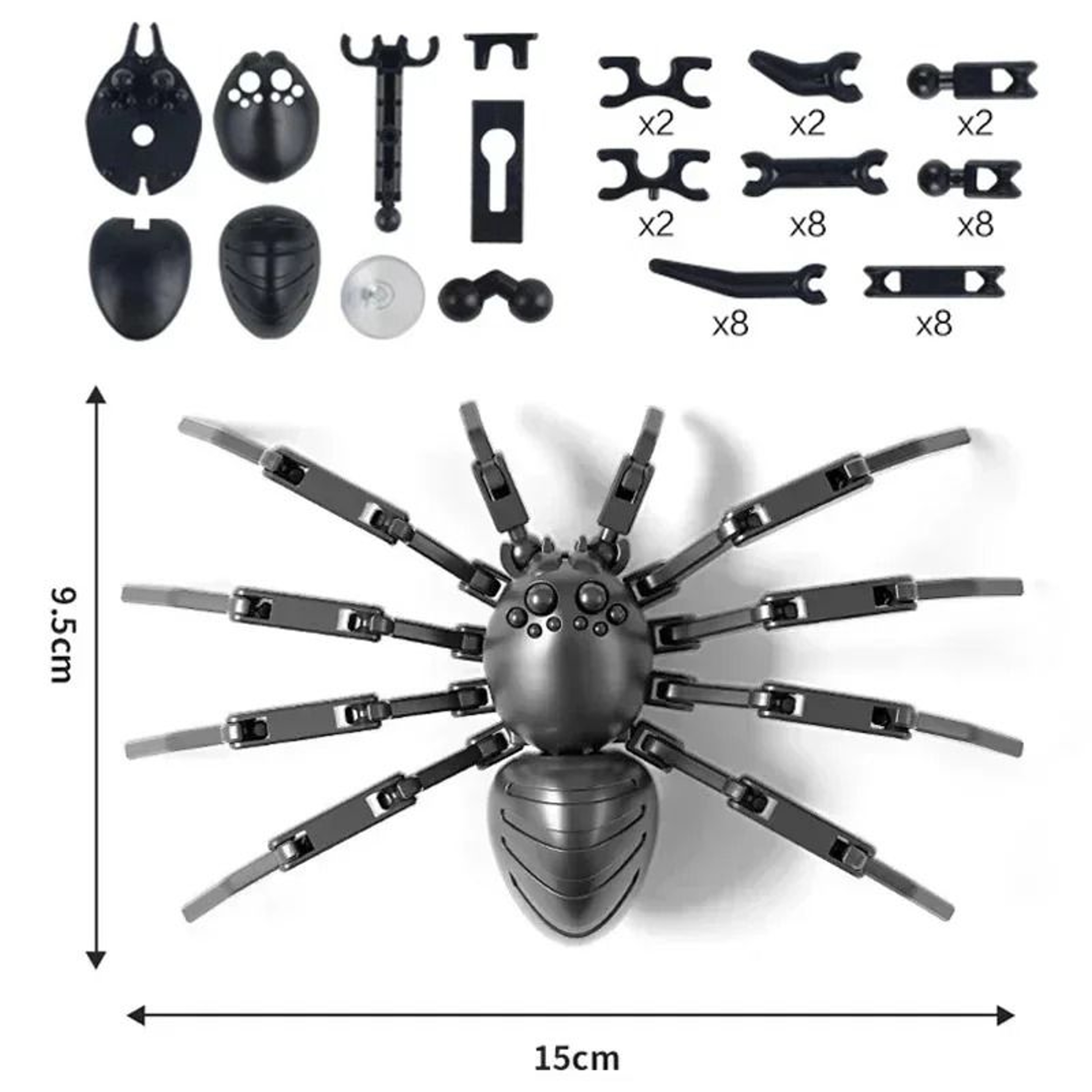 Articulated Robot Spider Toy With Suction Cup 3D Printed Collectible 4