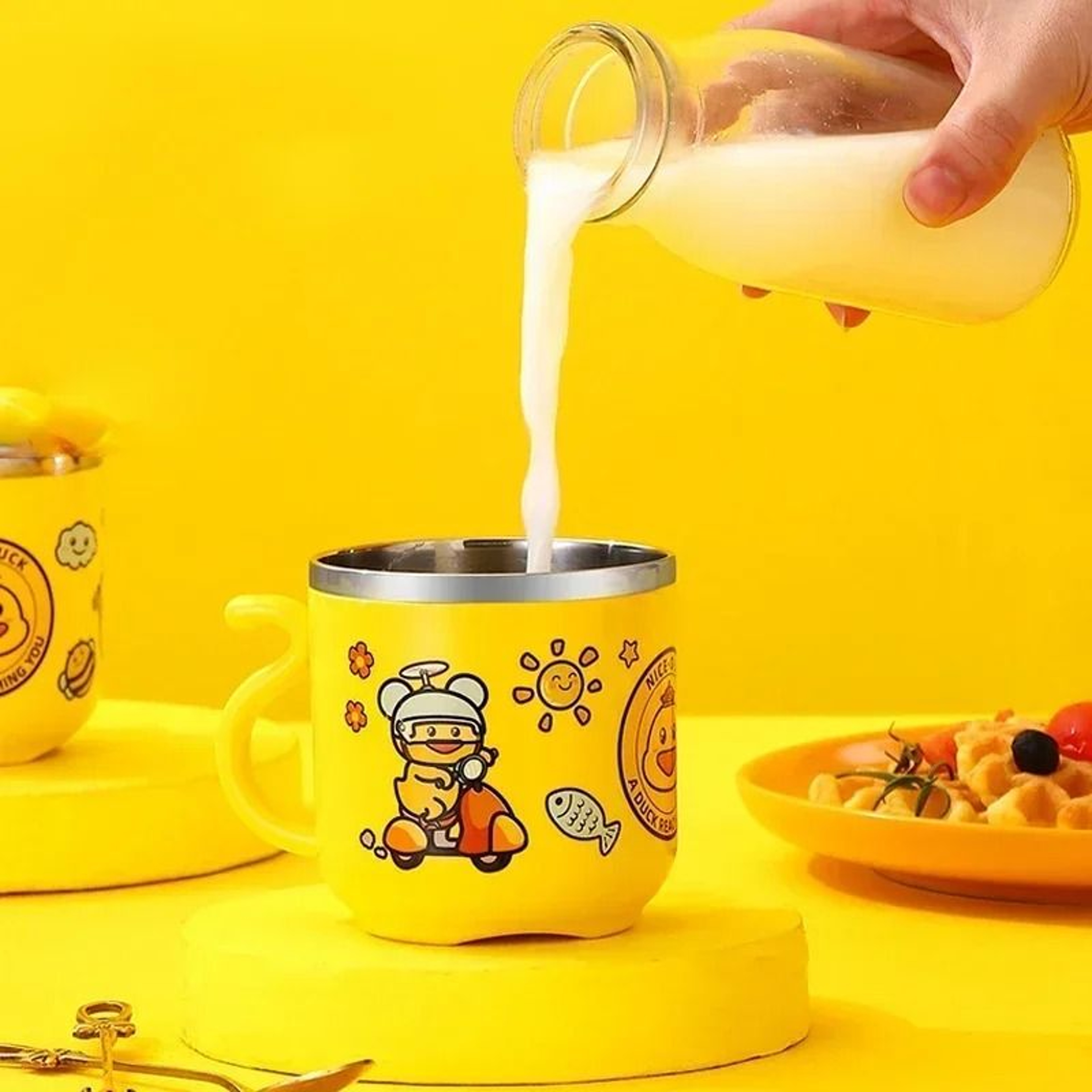 Kids Straw Water Bottle Leakproof Cartoon Sippy Cup 101 Fl Oz 2