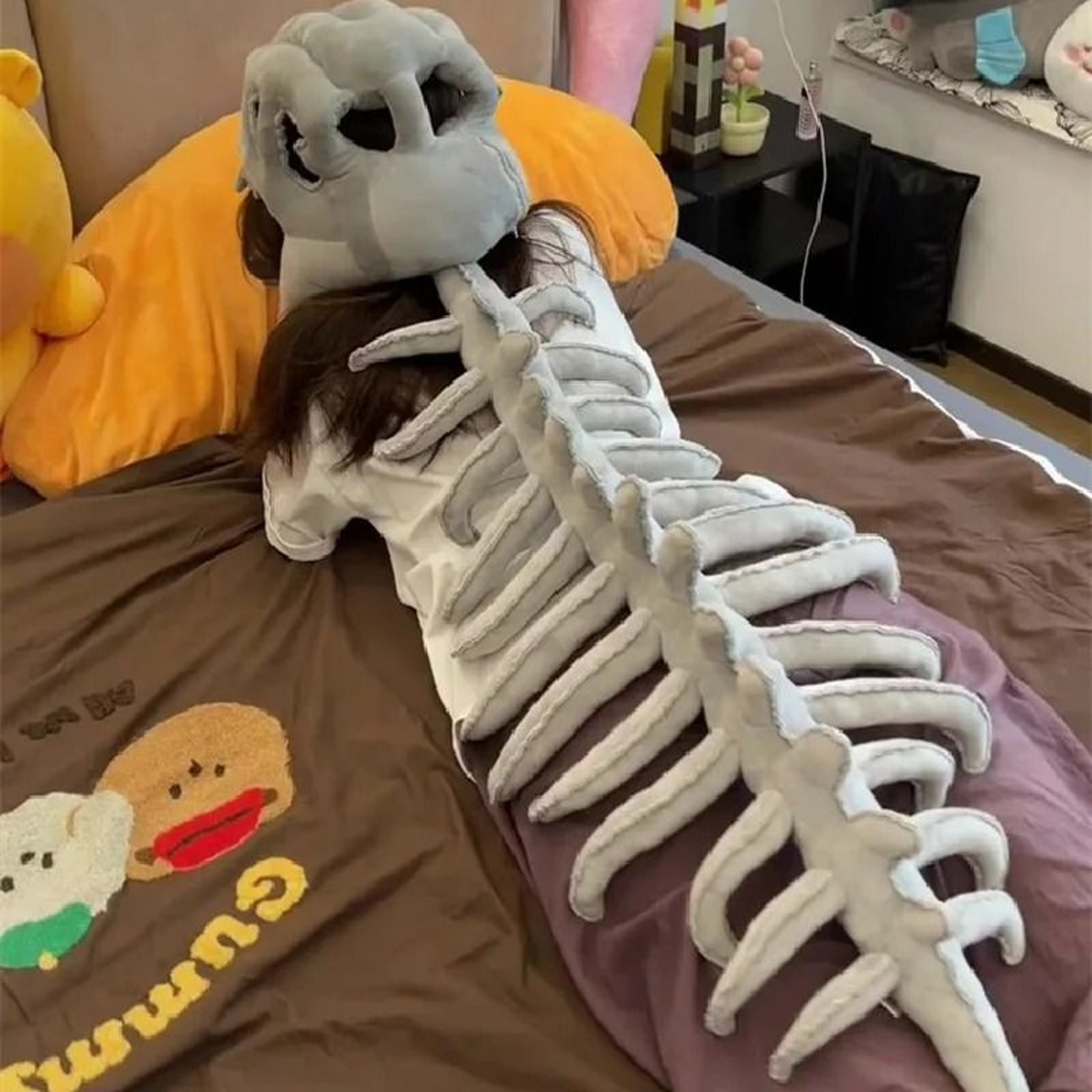 Wearable Dinosaur Skeleton Costume Plush Cosplay Prop 0