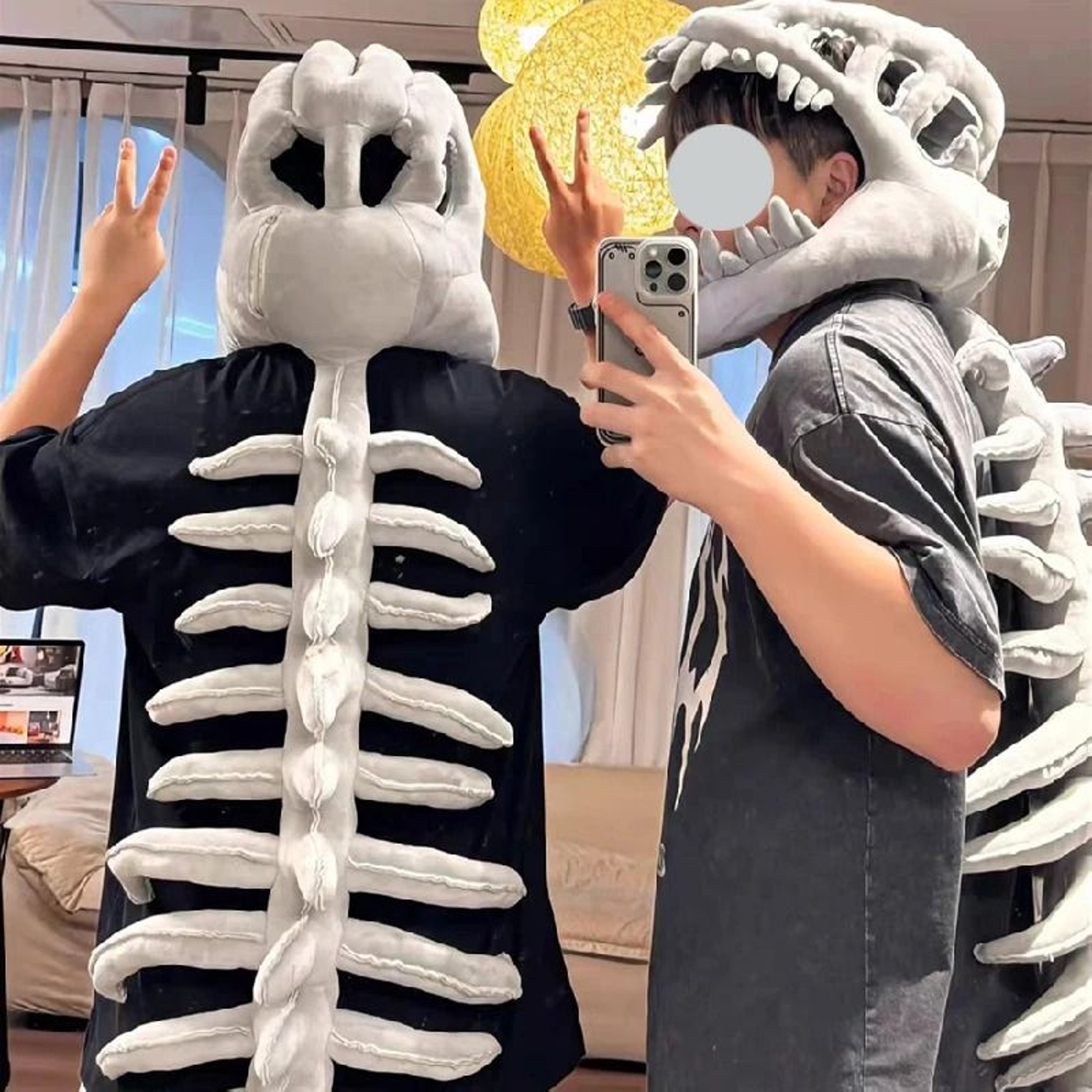 Wearable Dinosaur Skeleton Costume Plush Cosplay Prop 3