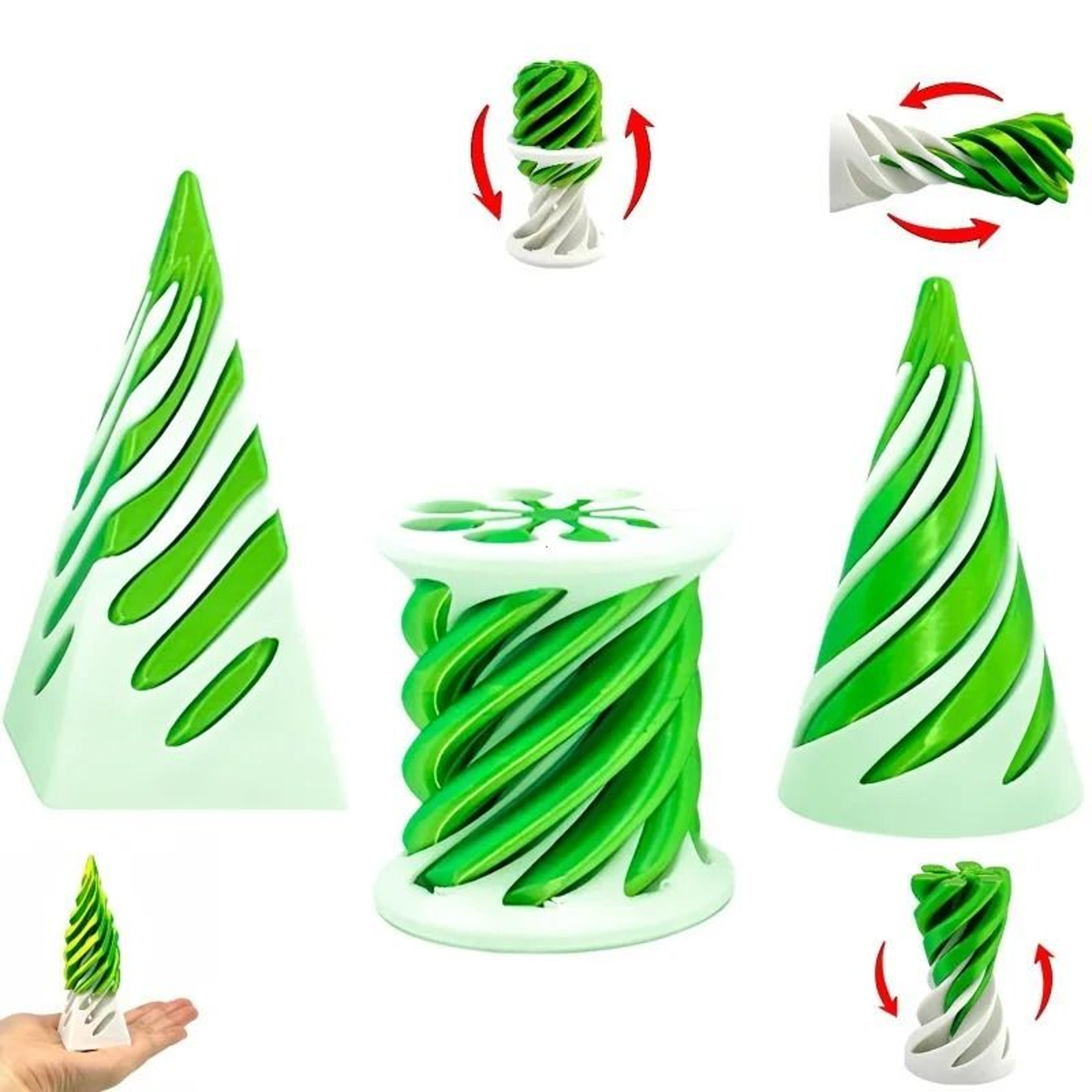3D Printed Spiral Cone Fidget Toy Impossible Pyramid Desk Puzzle 3