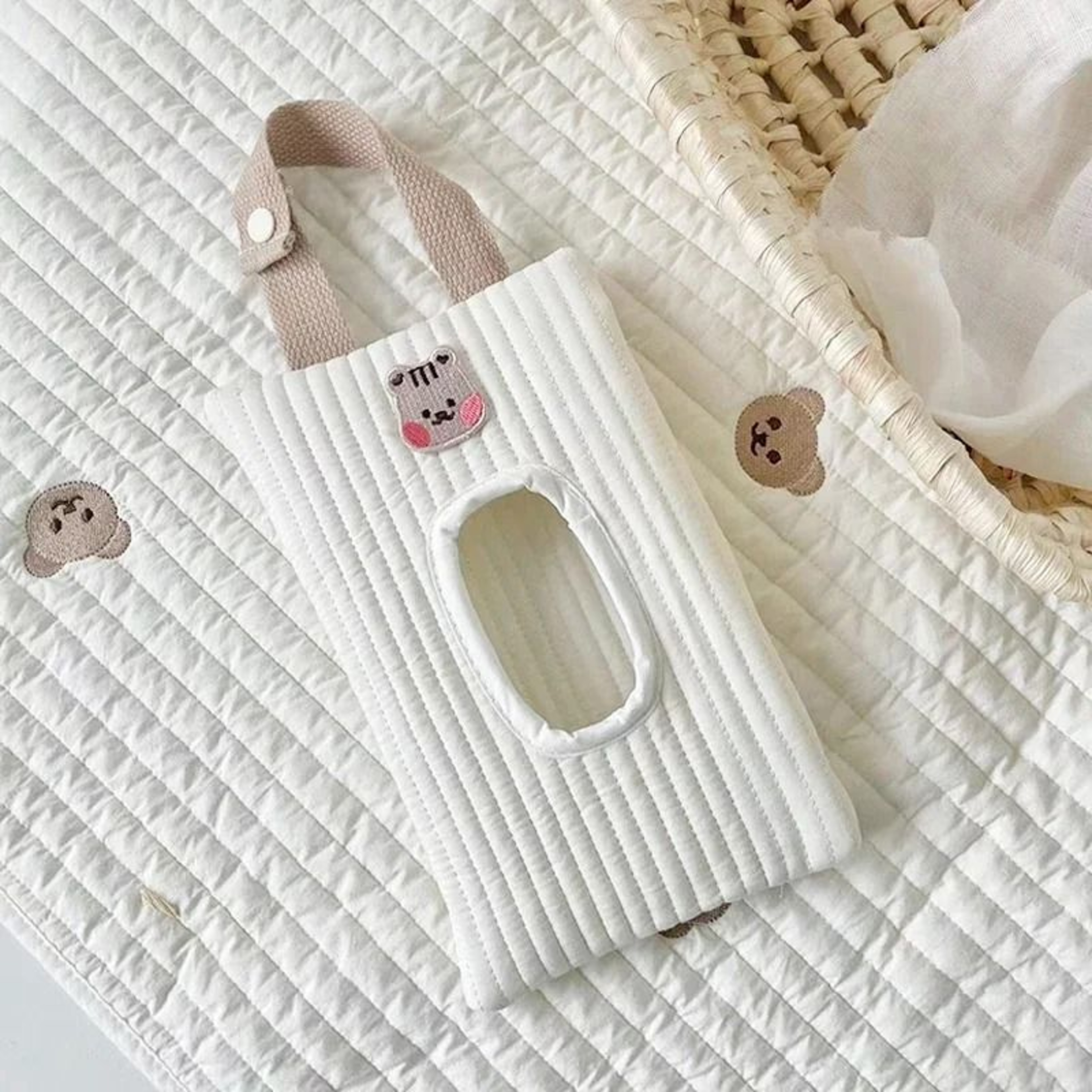 Bear Tissue Holder Hanging Storage Bag For Stroller Car And Travel 8