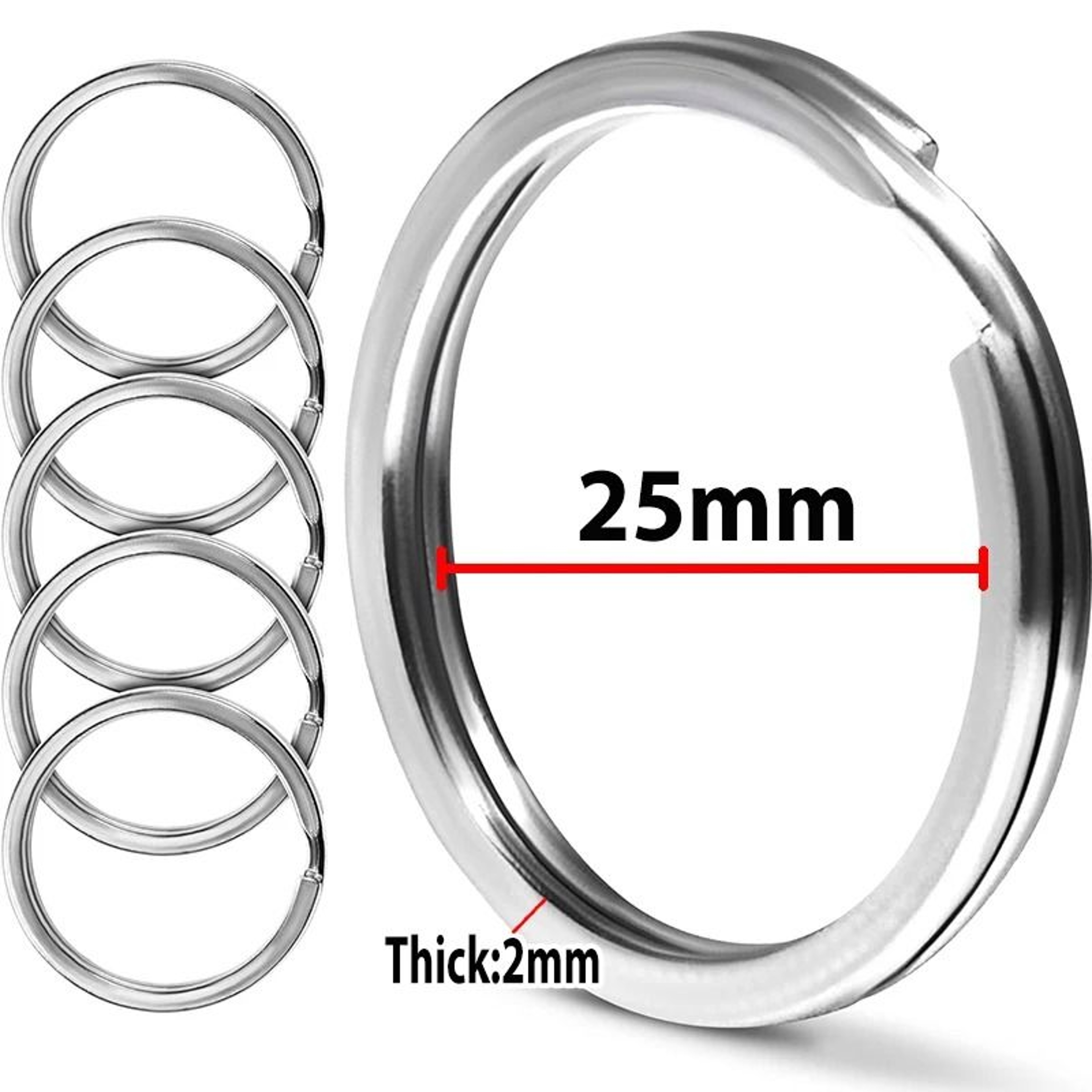 Stainless Steel Split Key Rings For DIY Keychains And Jewelry Making 7