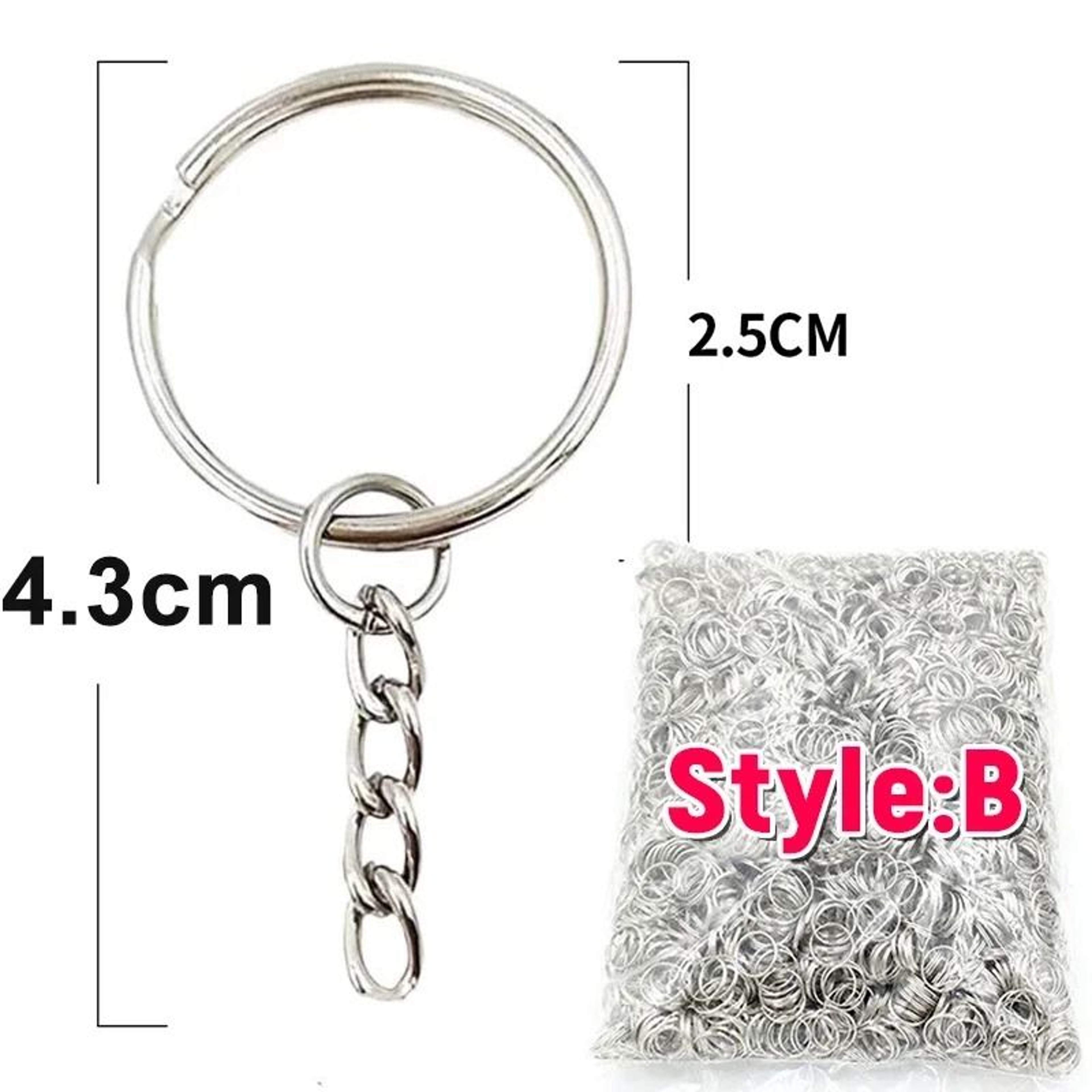 Silver Keychain Rings With Chain DIY Keyring Hardware Accessories 7