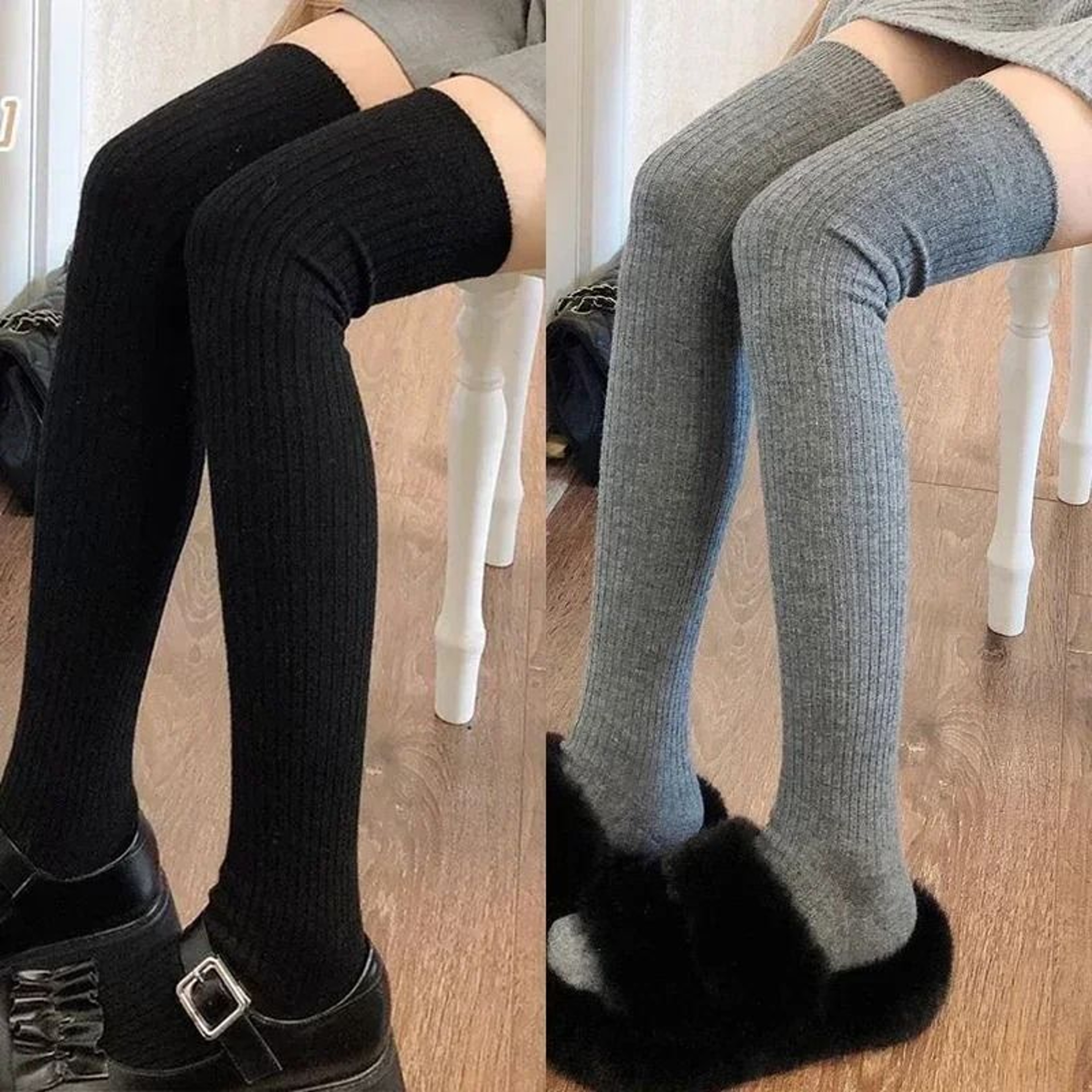 Womens Knee High Wool Blend Socks Soft Warm Winter Stockings 1