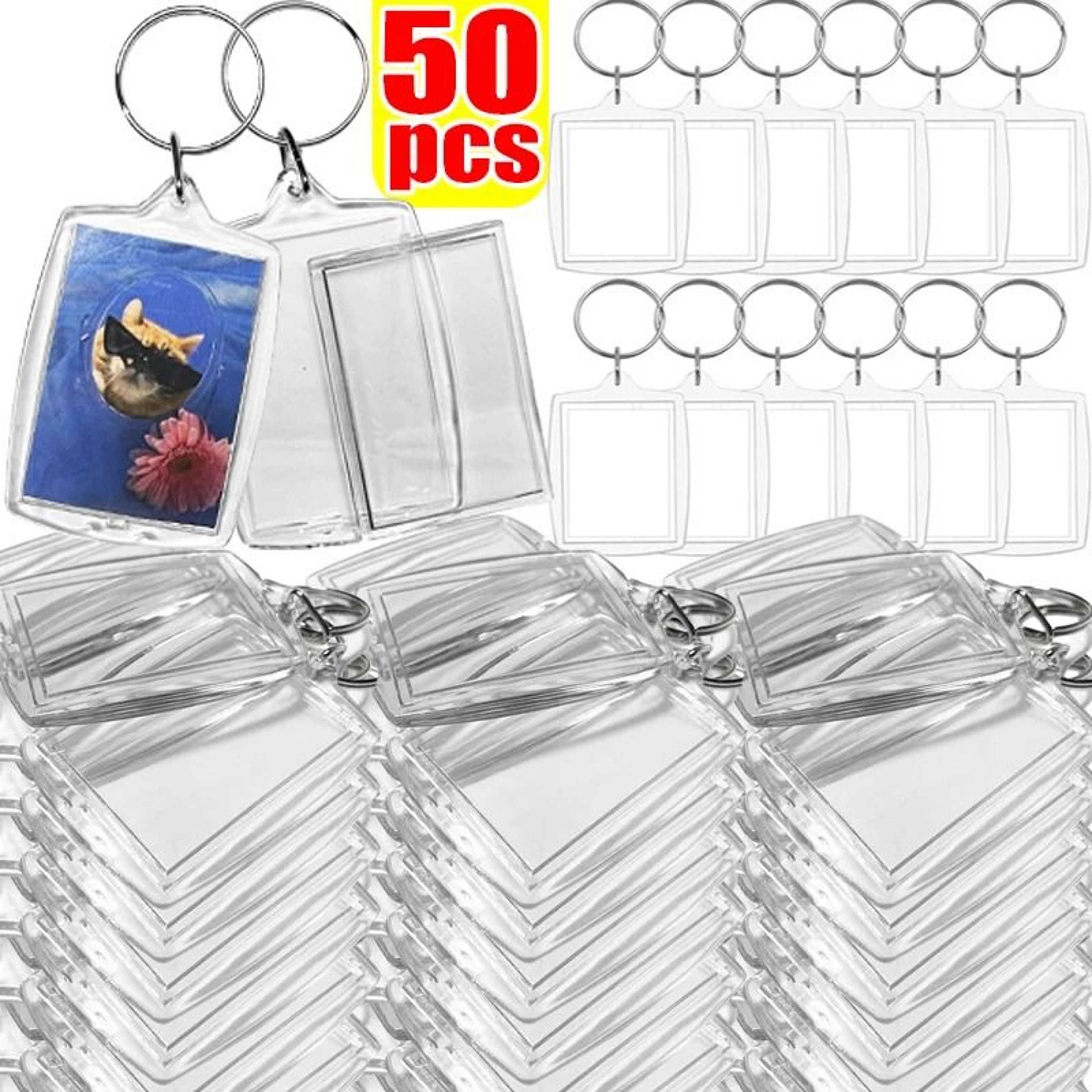 Acrylic Photo Keychain Blank Insert Frame With Tassel Custom Picture Holder 0