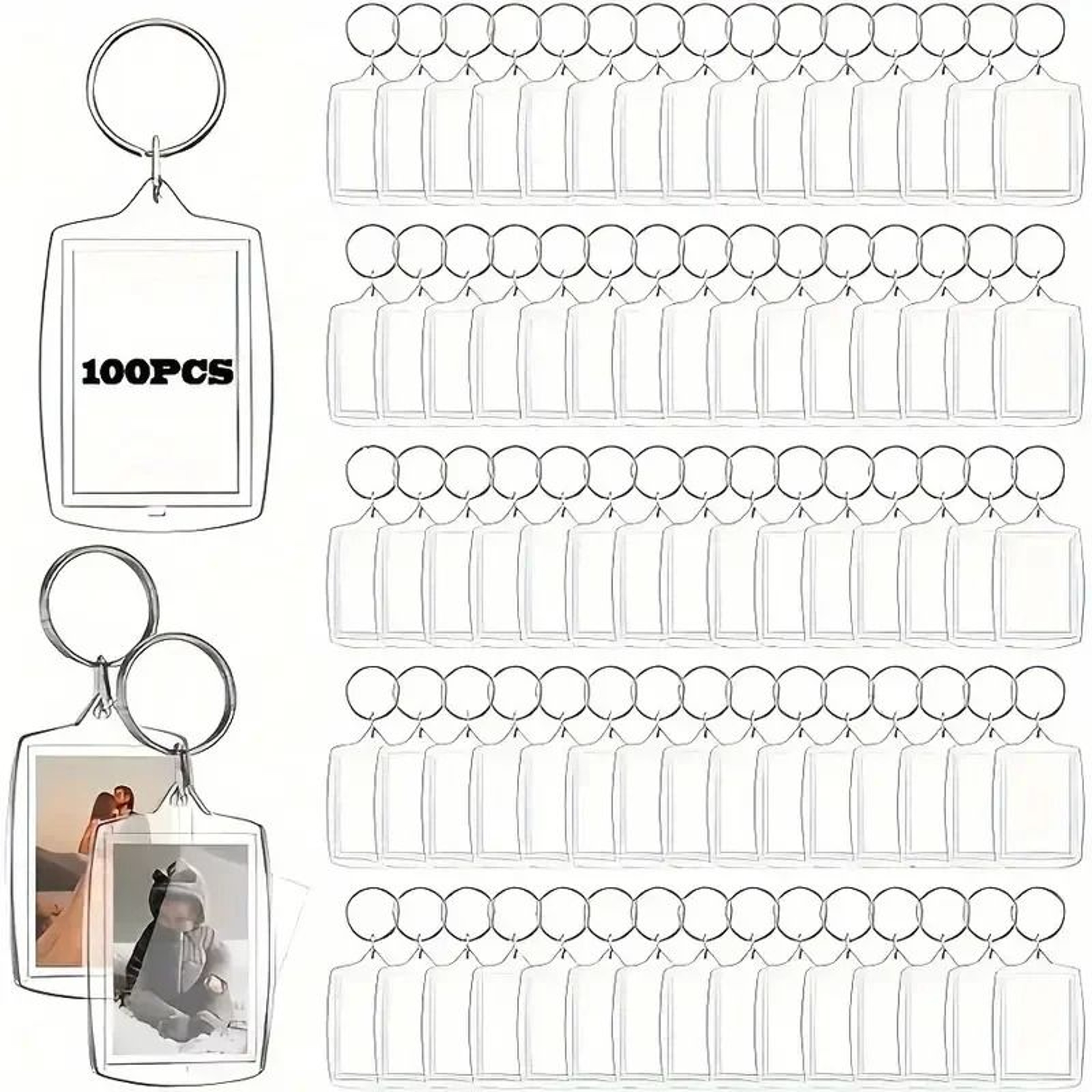 Acrylic Photo Keychain Blank Insert Frame With Tassel Custom Picture Holder 1