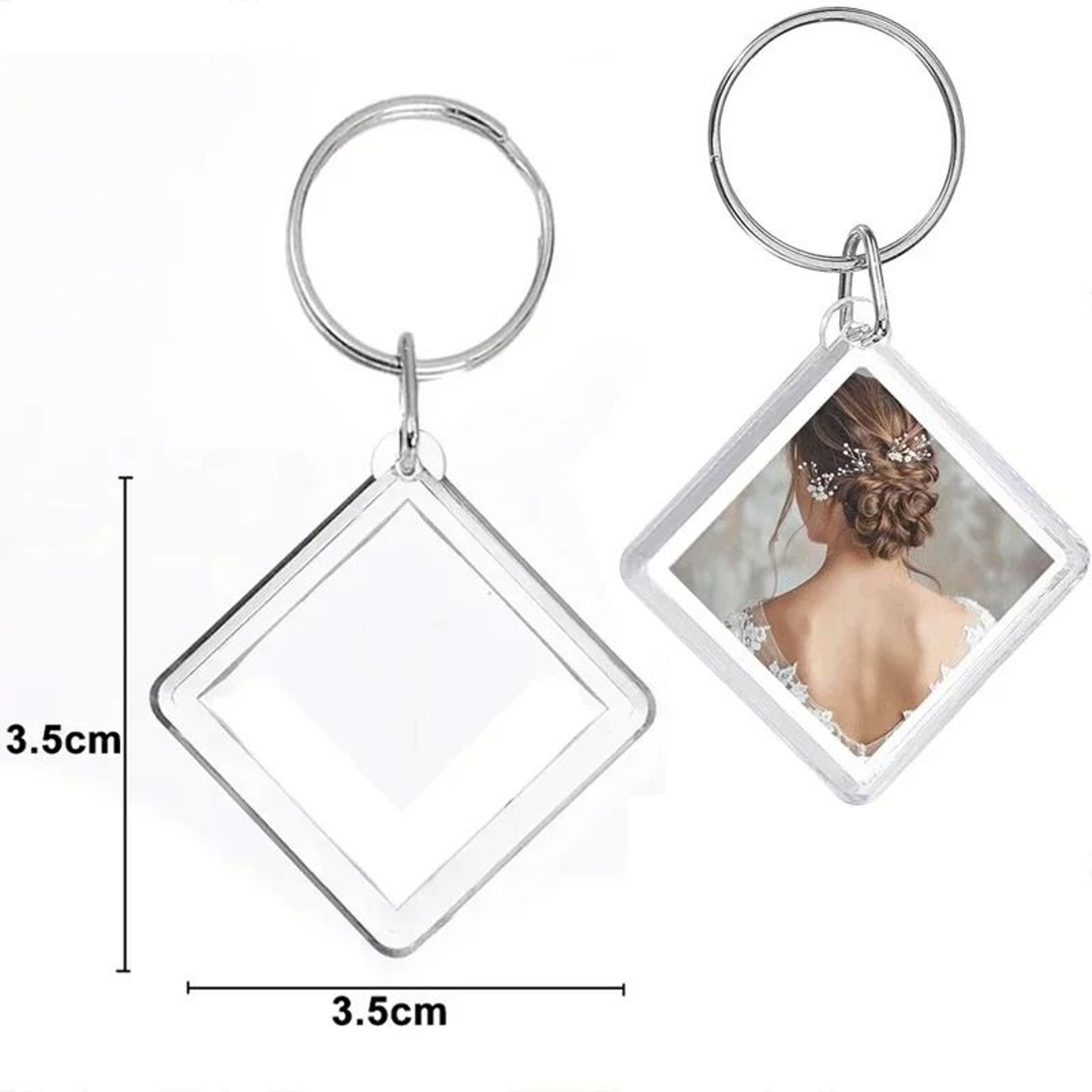 Acrylic Photo Keychain Blank Insert Frame With Tassel Custom Picture Holder 14