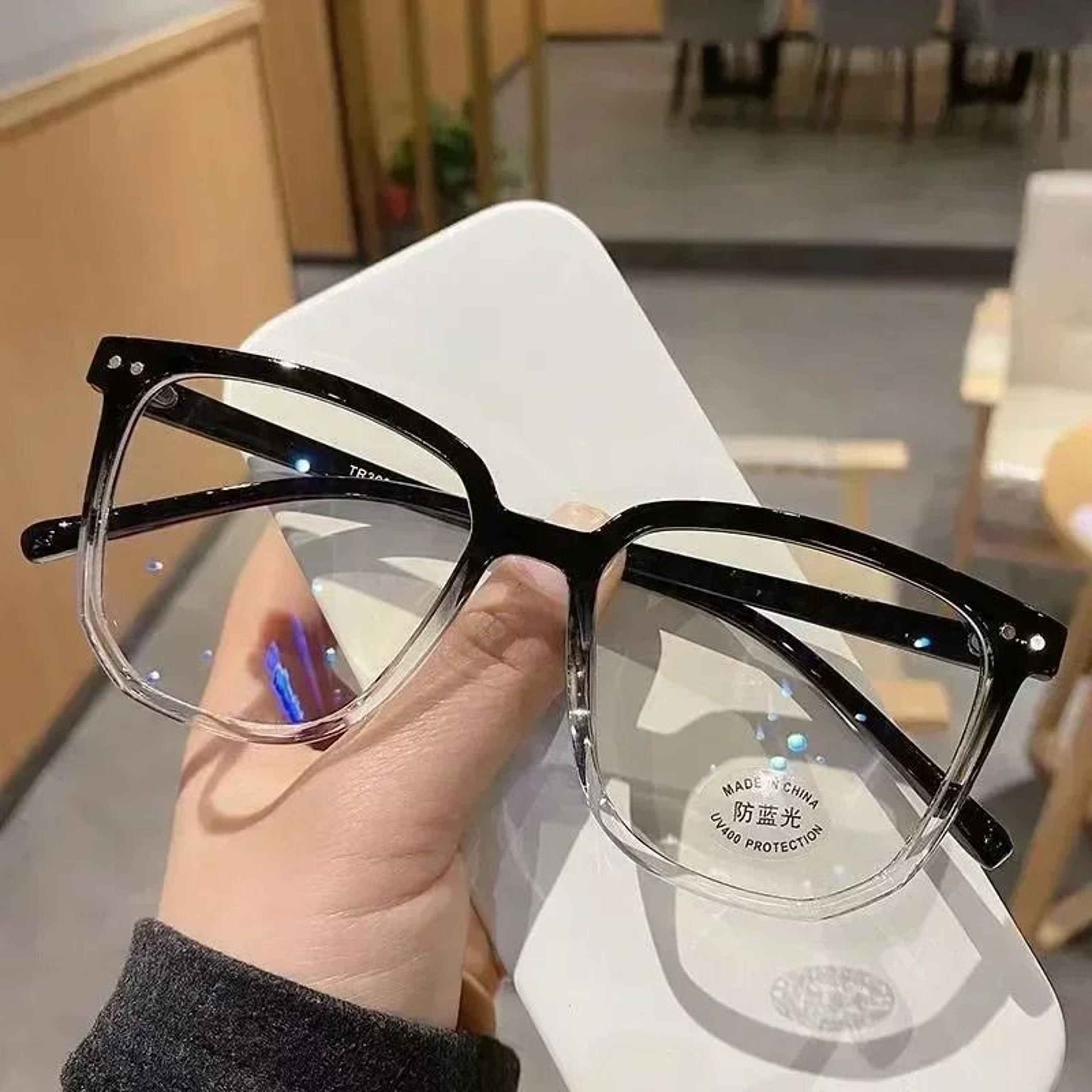 Blue Light Blocking Glasses Square Transparent Frame Eyewear 9