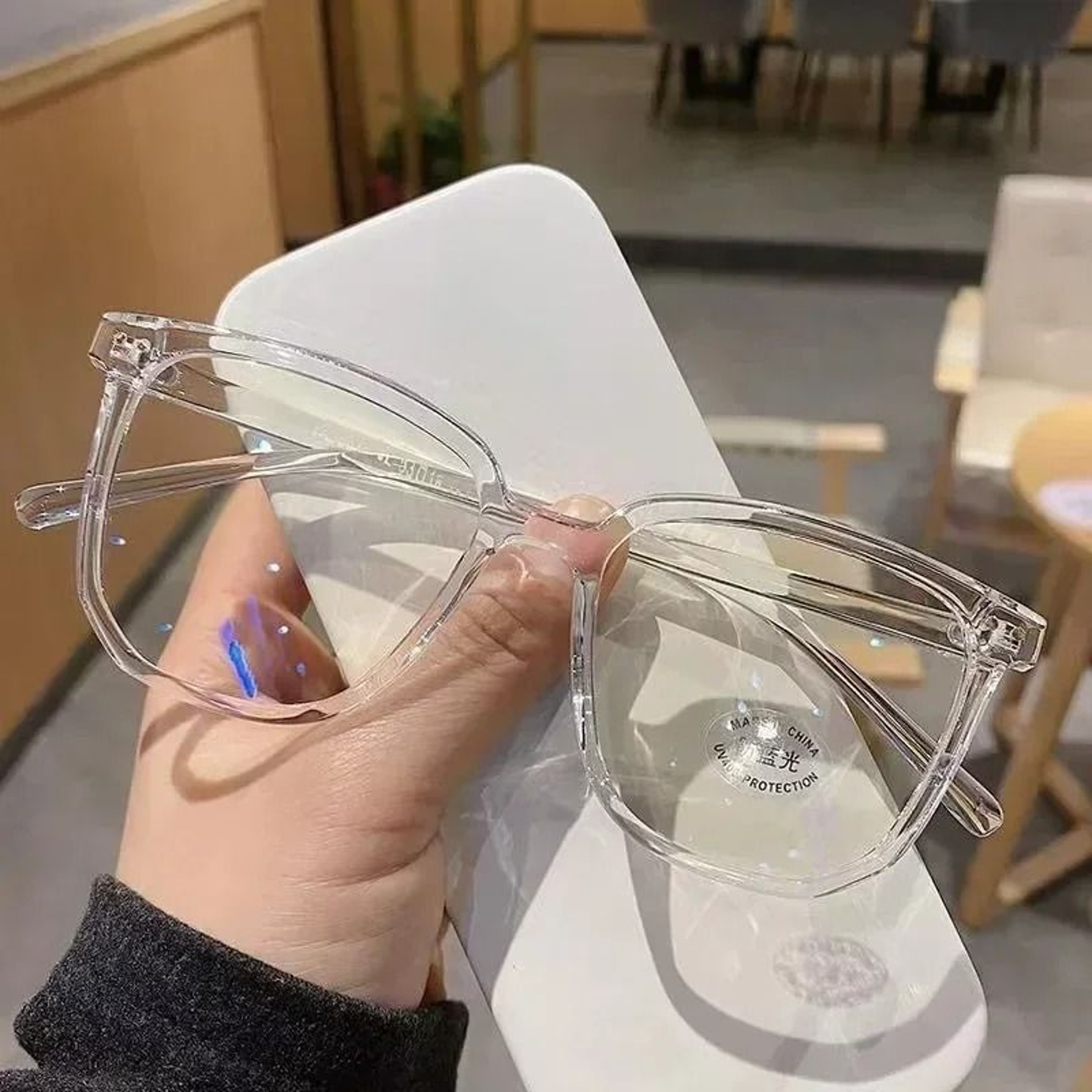 Blue Light Blocking Glasses Square Transparent Frame Eyewear 8