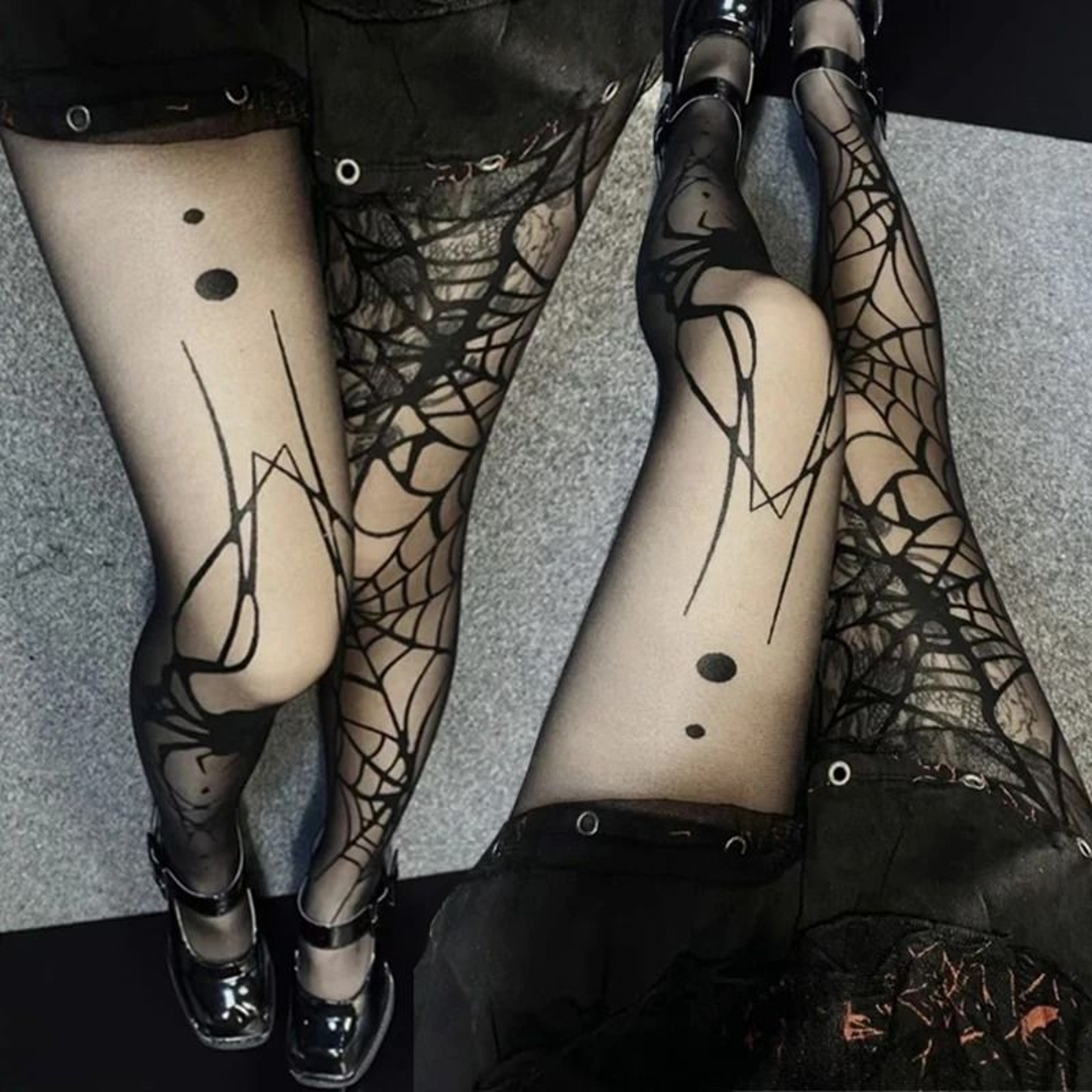 Spider Web Fishnet Tights Gothic Punk Pantyhose For Women 0