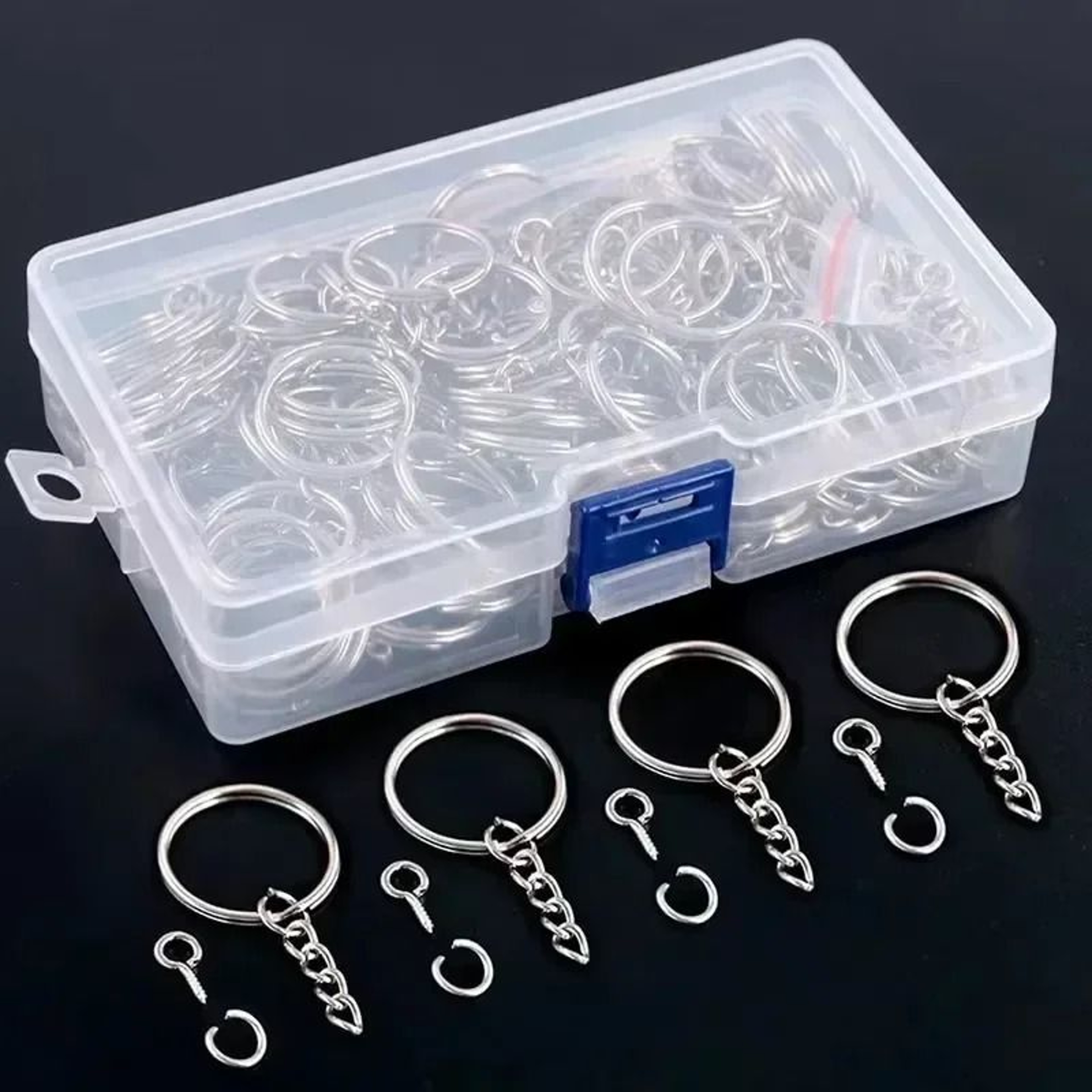 Stainless Steel Keychain Hardware Set With Split Rings Lobster Clasps And Chains 2