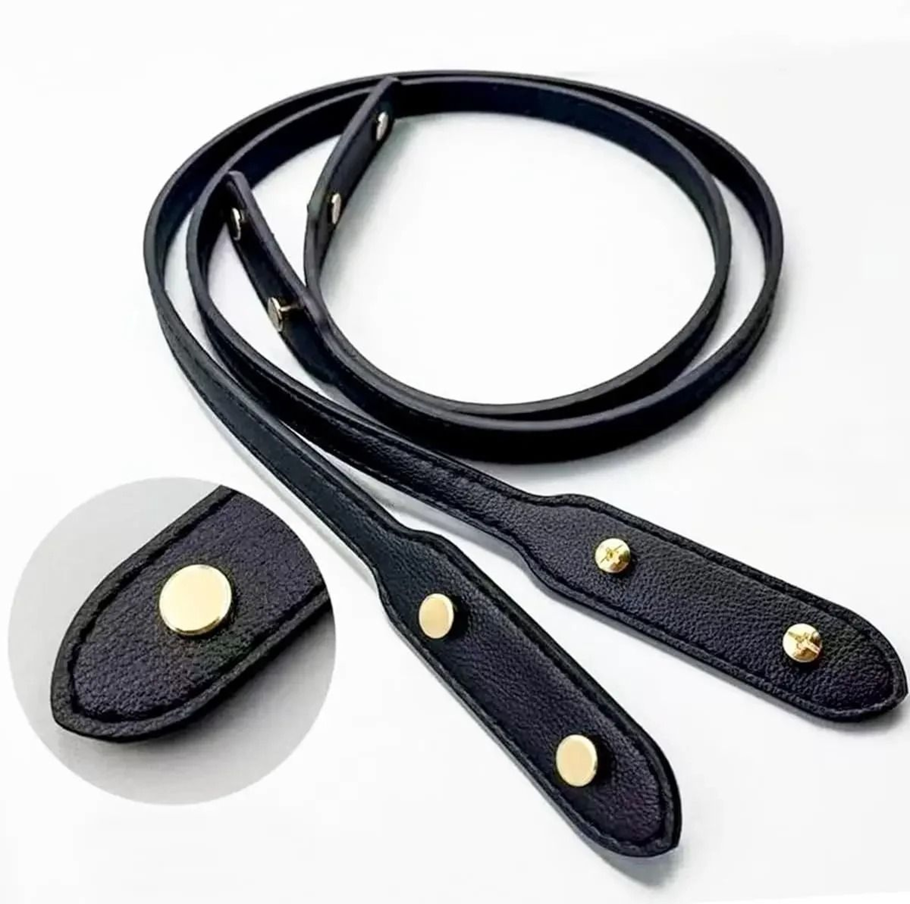 Detachable PU Leather Bag Handle Straps With Rivets Replacement Handles 3