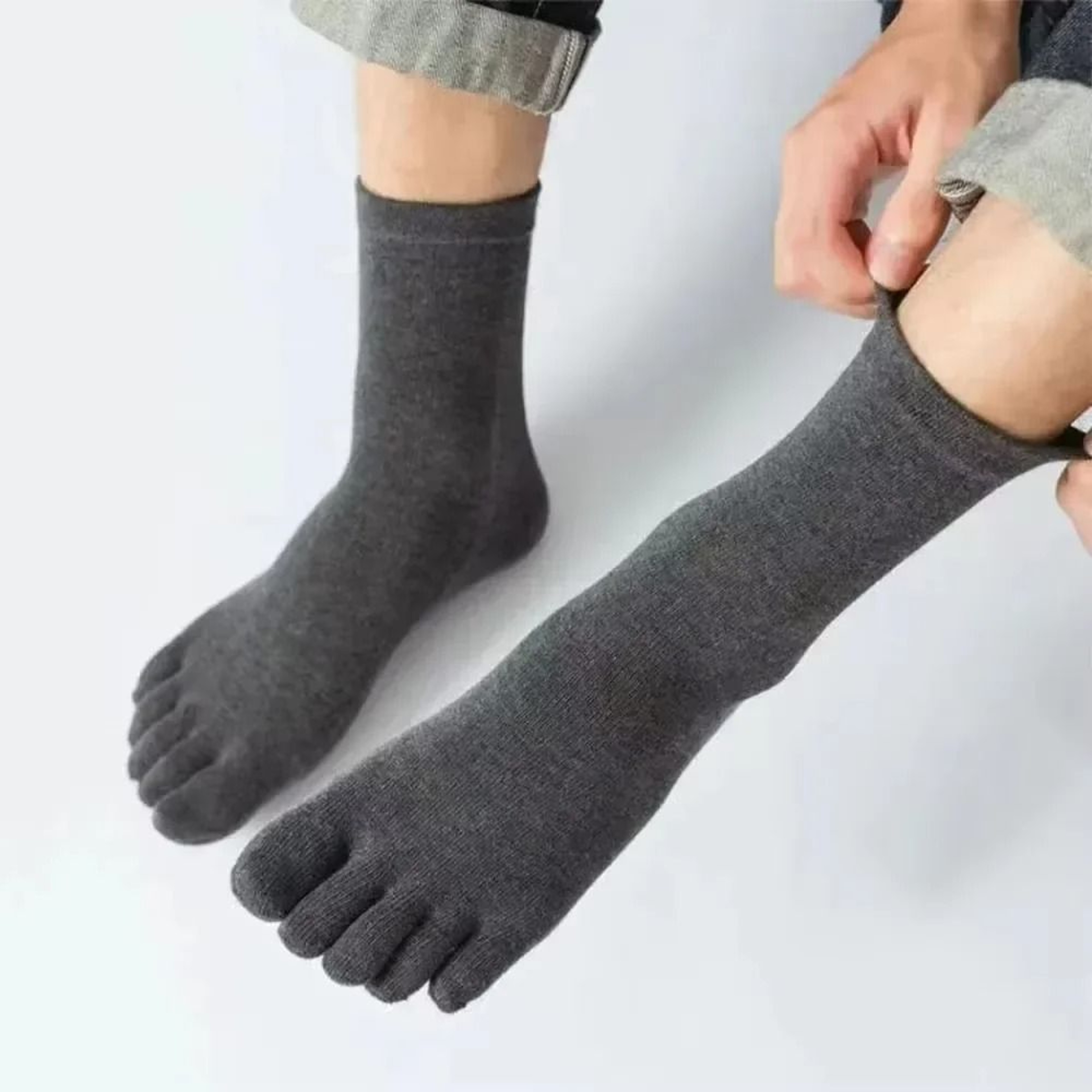 Mens Five Finger Toe Socks Breathable Athletic Split Toe Comfort Socks 4