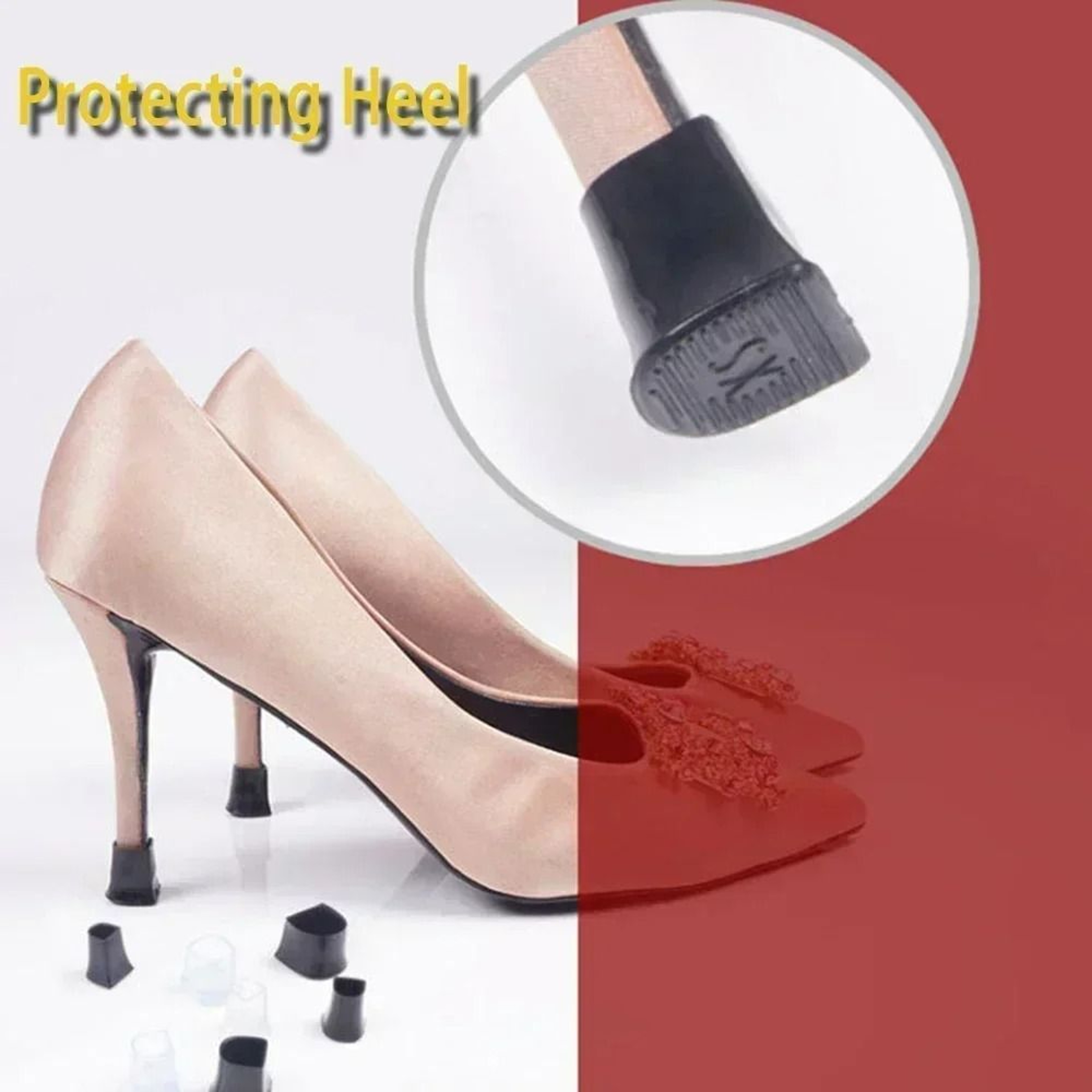 Silicone High Heel Protectors Anti Slip Stiletto Heel Caps For Dress Shoes 3