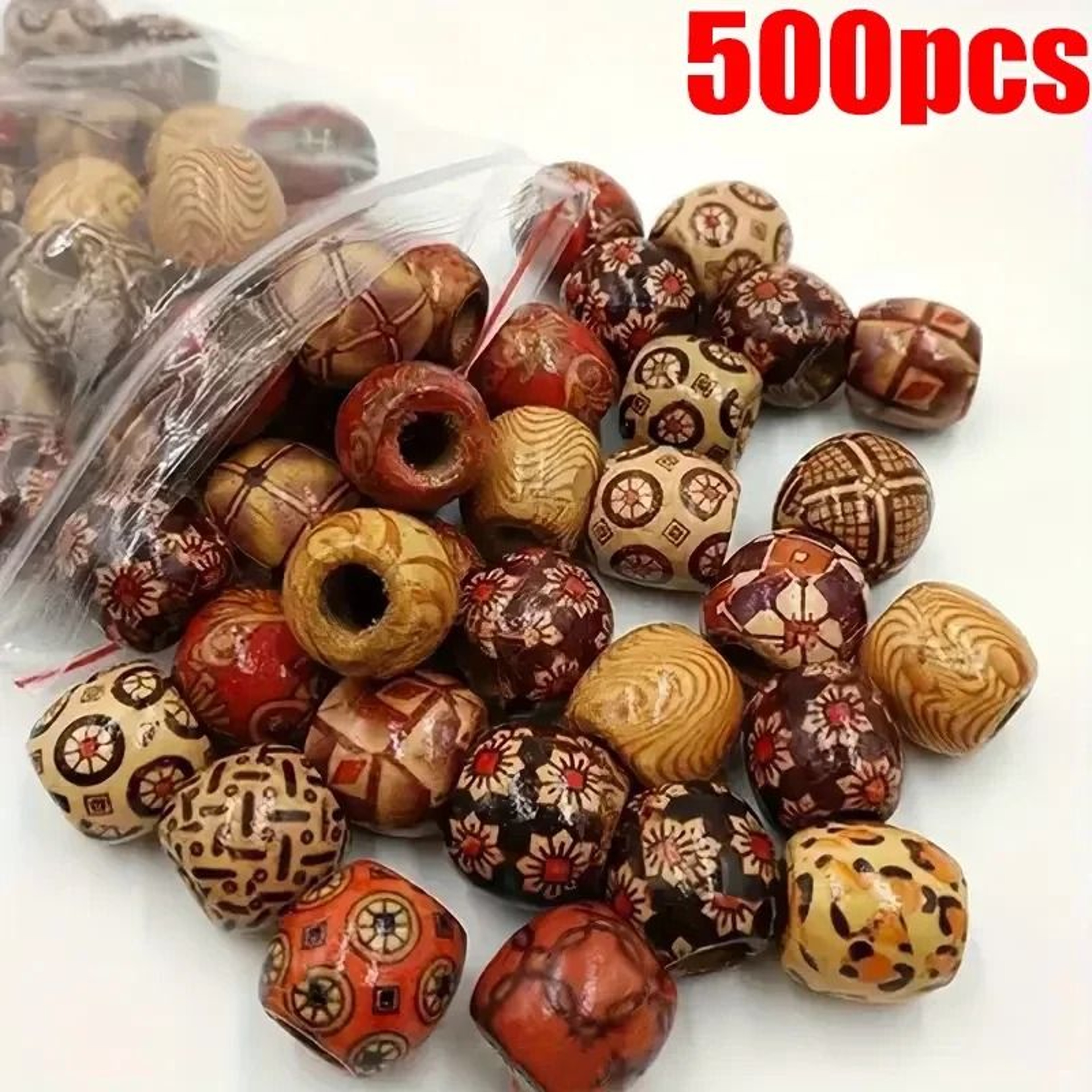 Vintage Wooden Hair Beads For Braids Dreadlocks DIY Jewelry And Hair Accessories 10