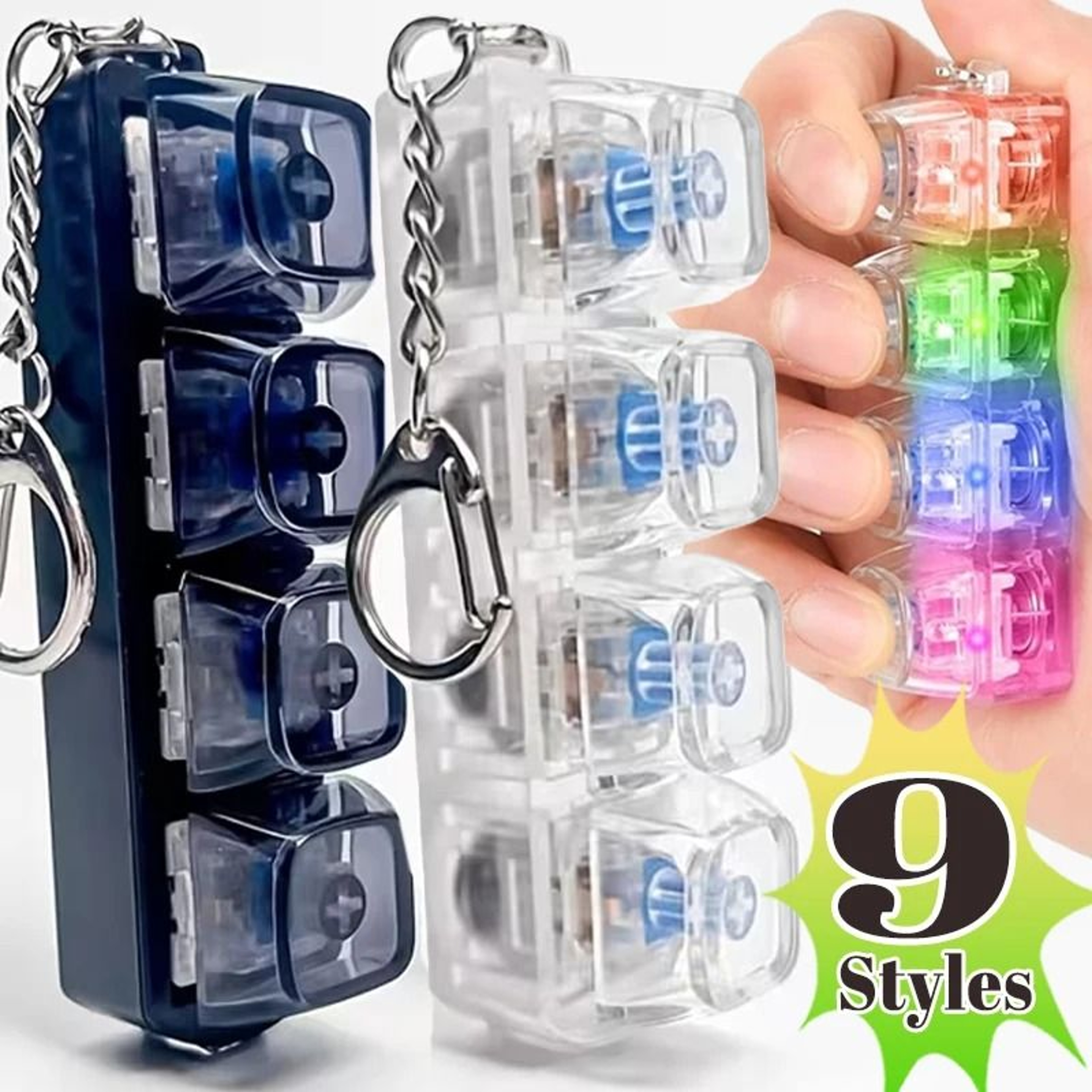 LED Keyboard Clicker Fidget Toy Keychain Stress Relief Desk Gadget 0