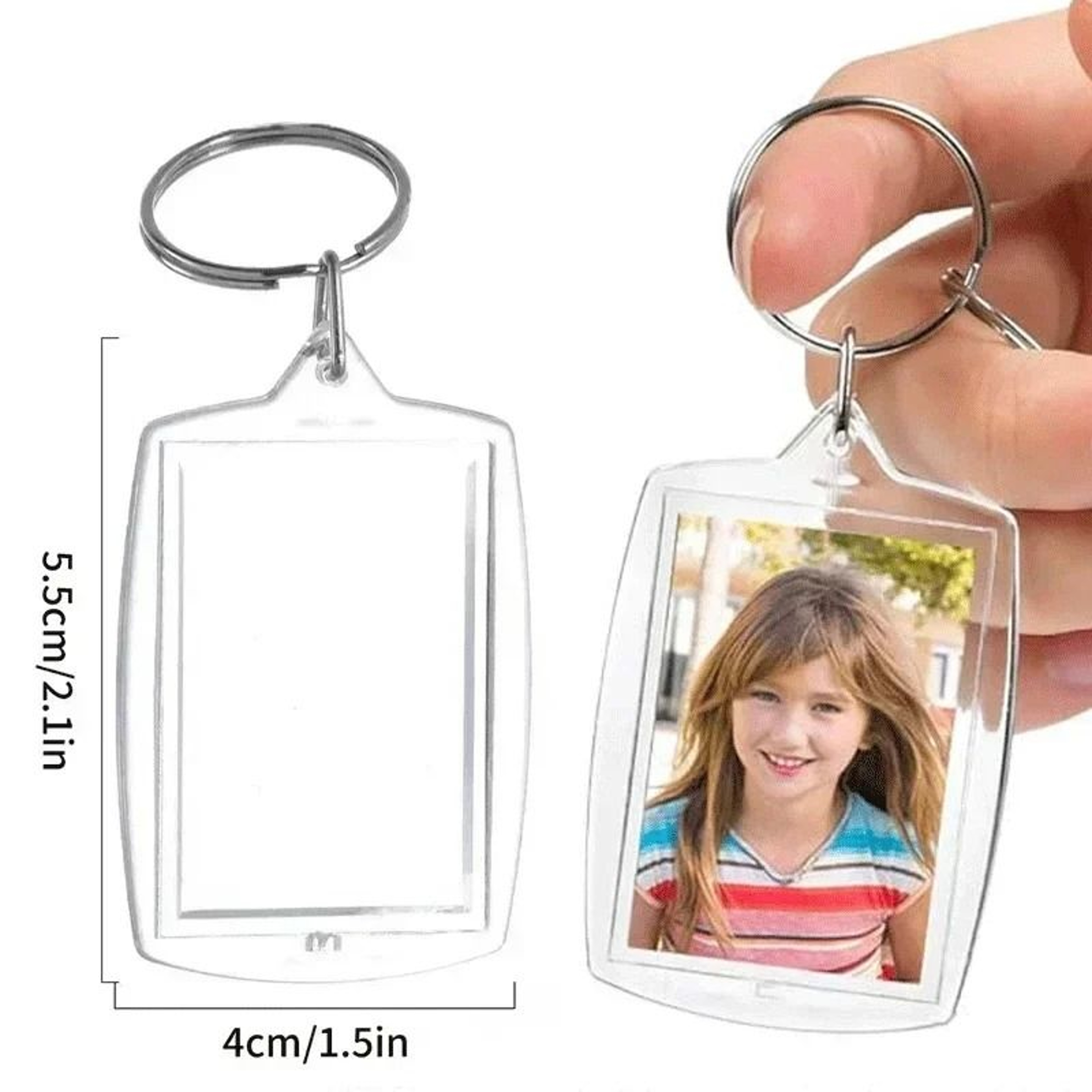 Clear Acrylic Photo Keychain Blanks Custom Insert Picture Frame Keyrings 8