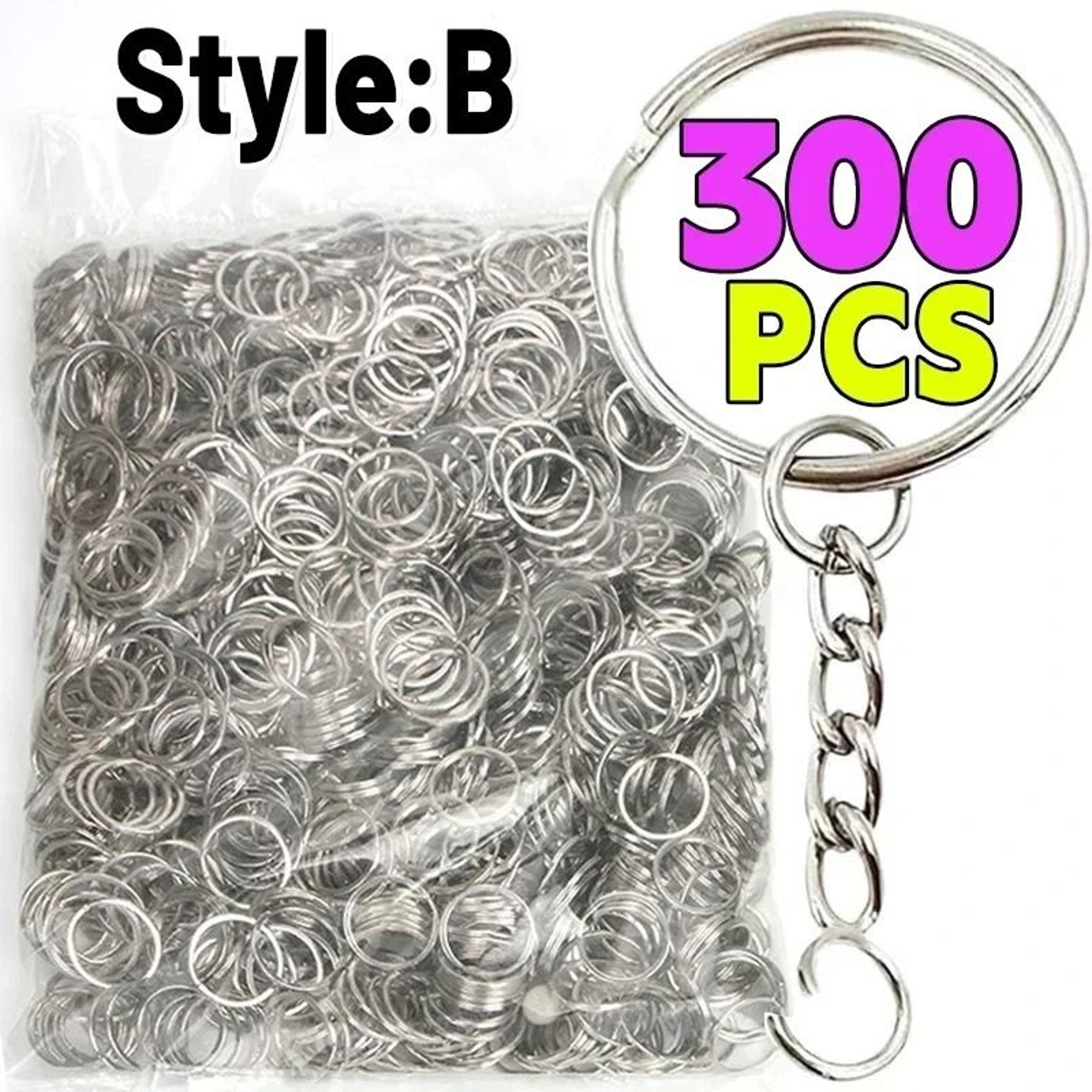 Silver Plated Keychain Hardware Set With Split Rings Chains And Carabiner Clips 10