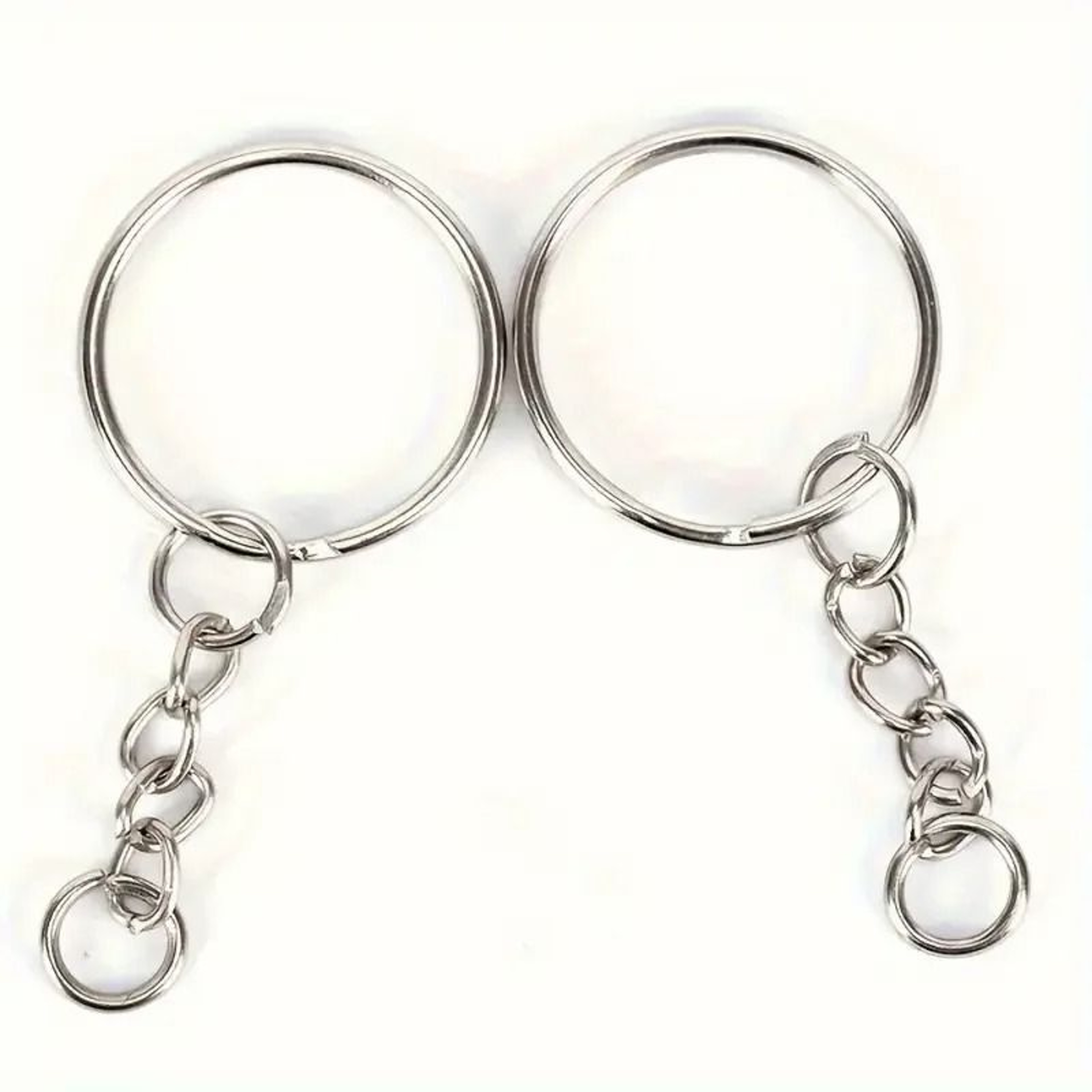 Silver Plated Keychain Hardware Set With Split Rings Chains And Carabiner Clips 4