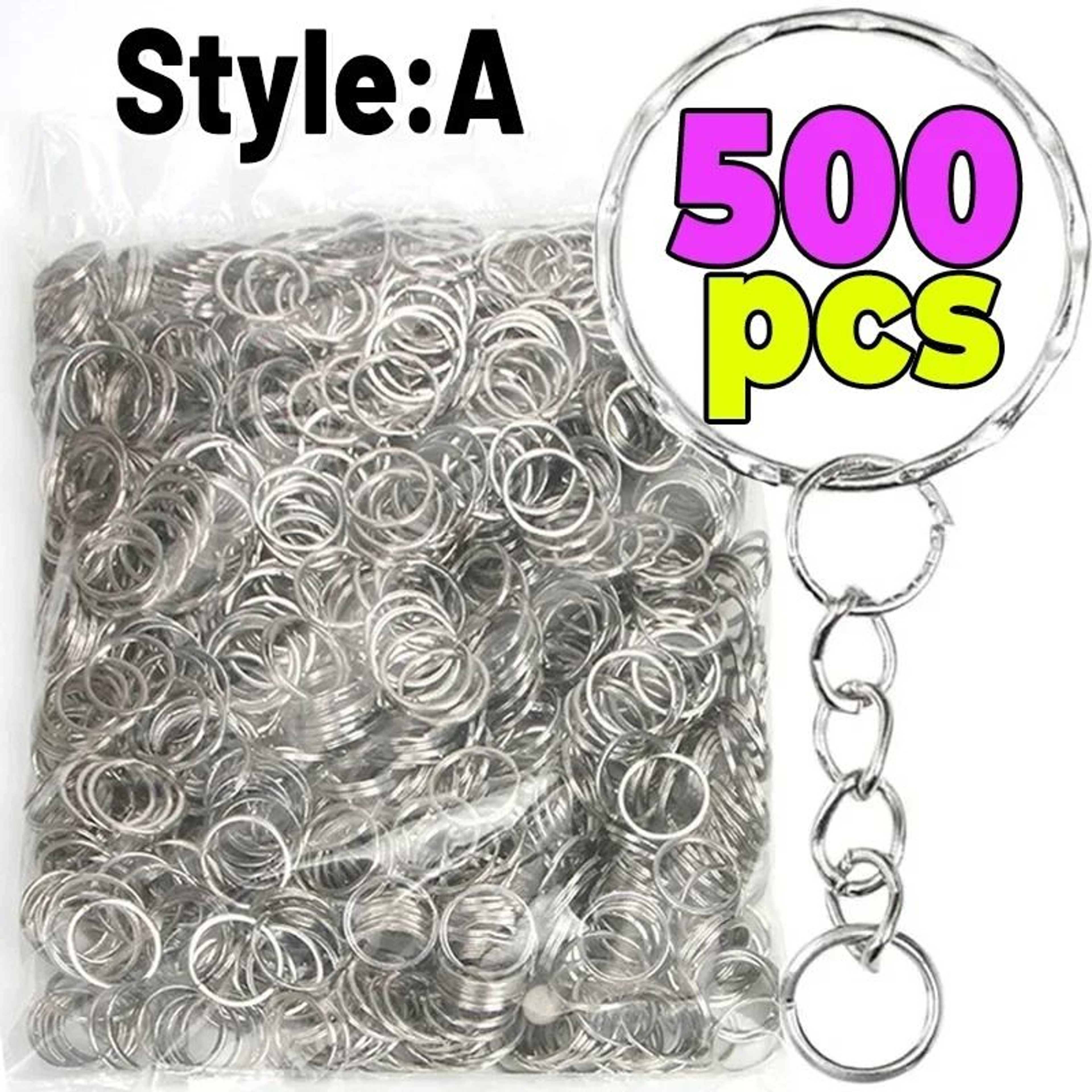 Silver Plated Keychain Hardware Set With Split Rings Chains And Carabiner Clips 7