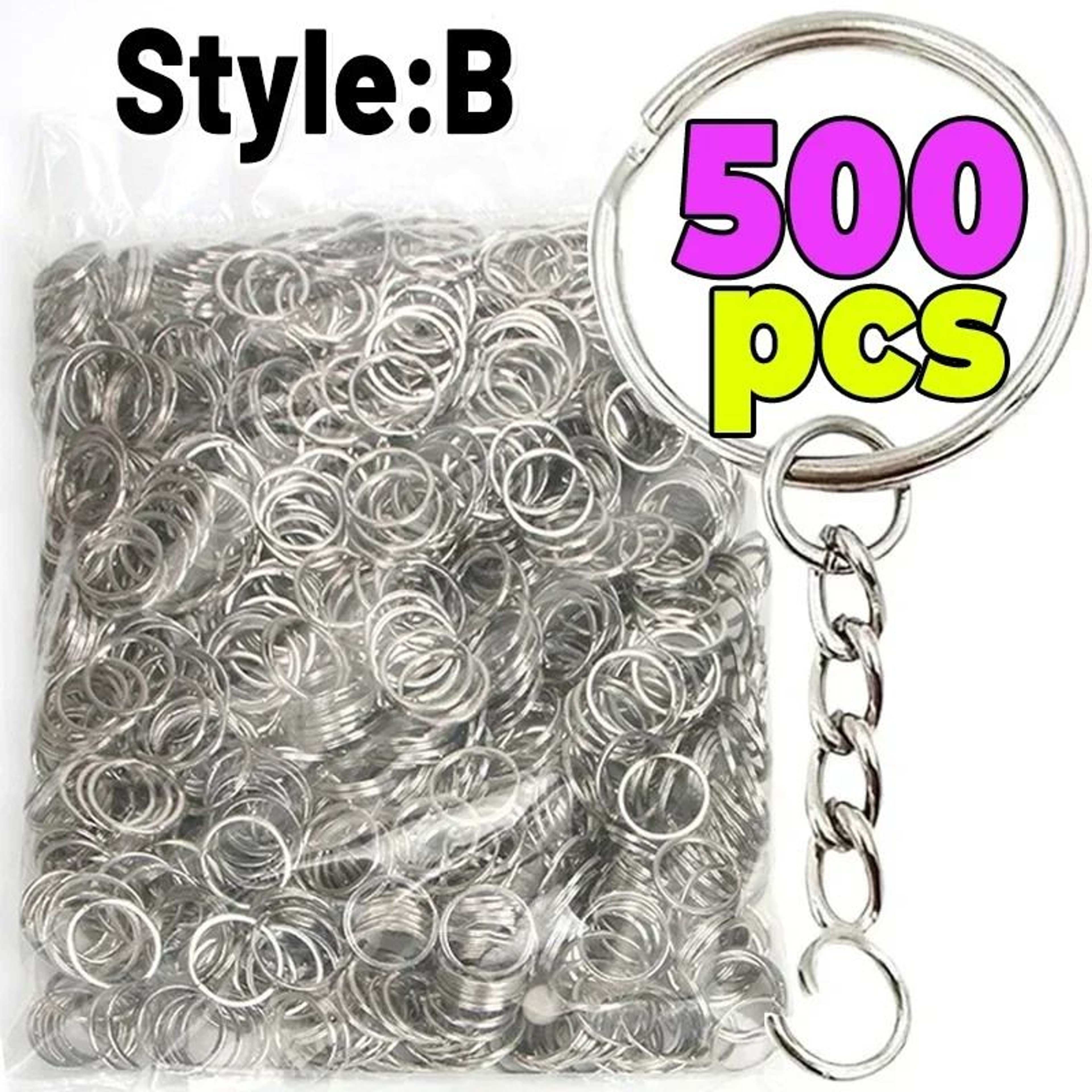 Silver Plated Keychain Hardware Set With Split Rings Chains And Carabiner Clips 8