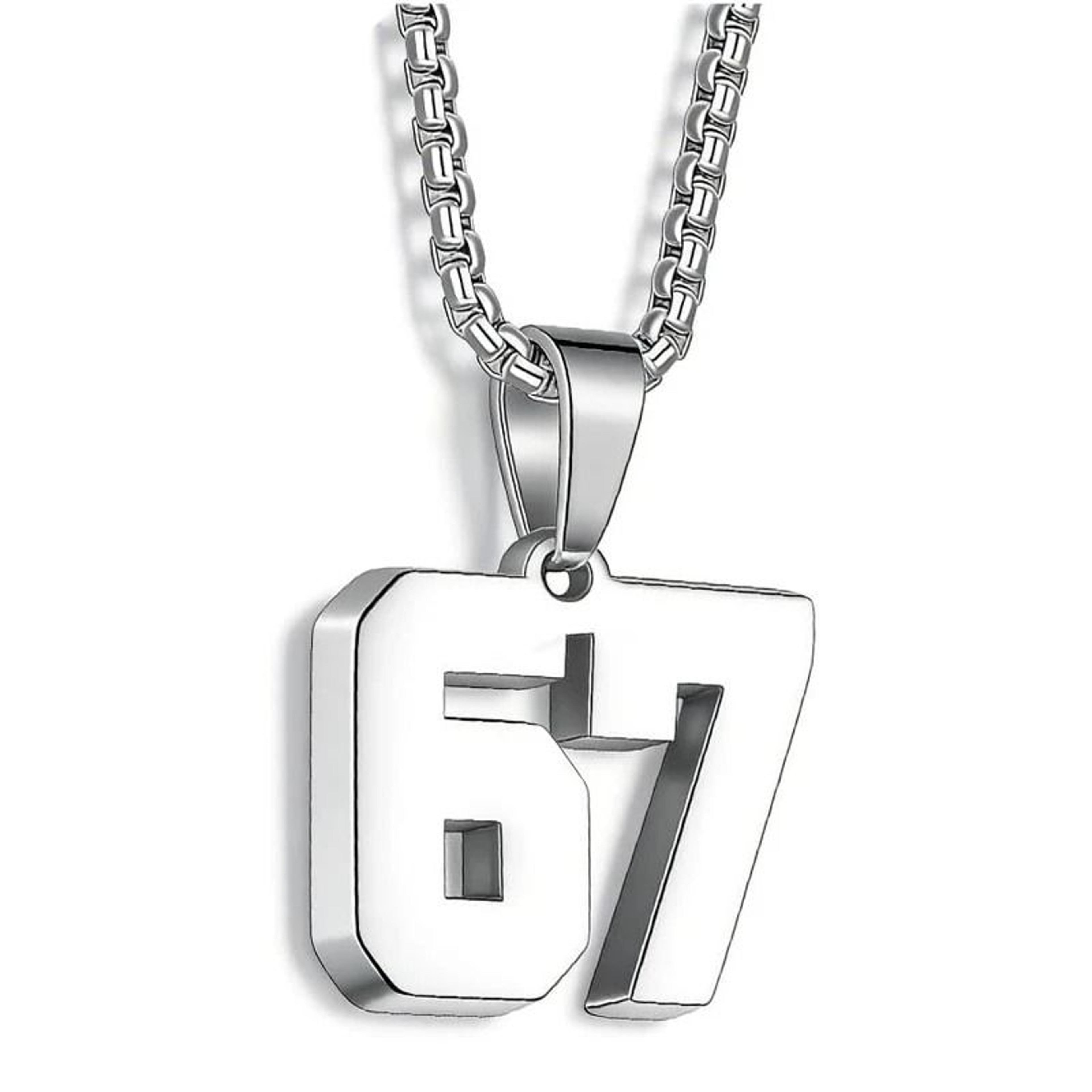 Stainless Steel Number 67 Pendant Necklace Lucky Number Chain For Men And Women 6