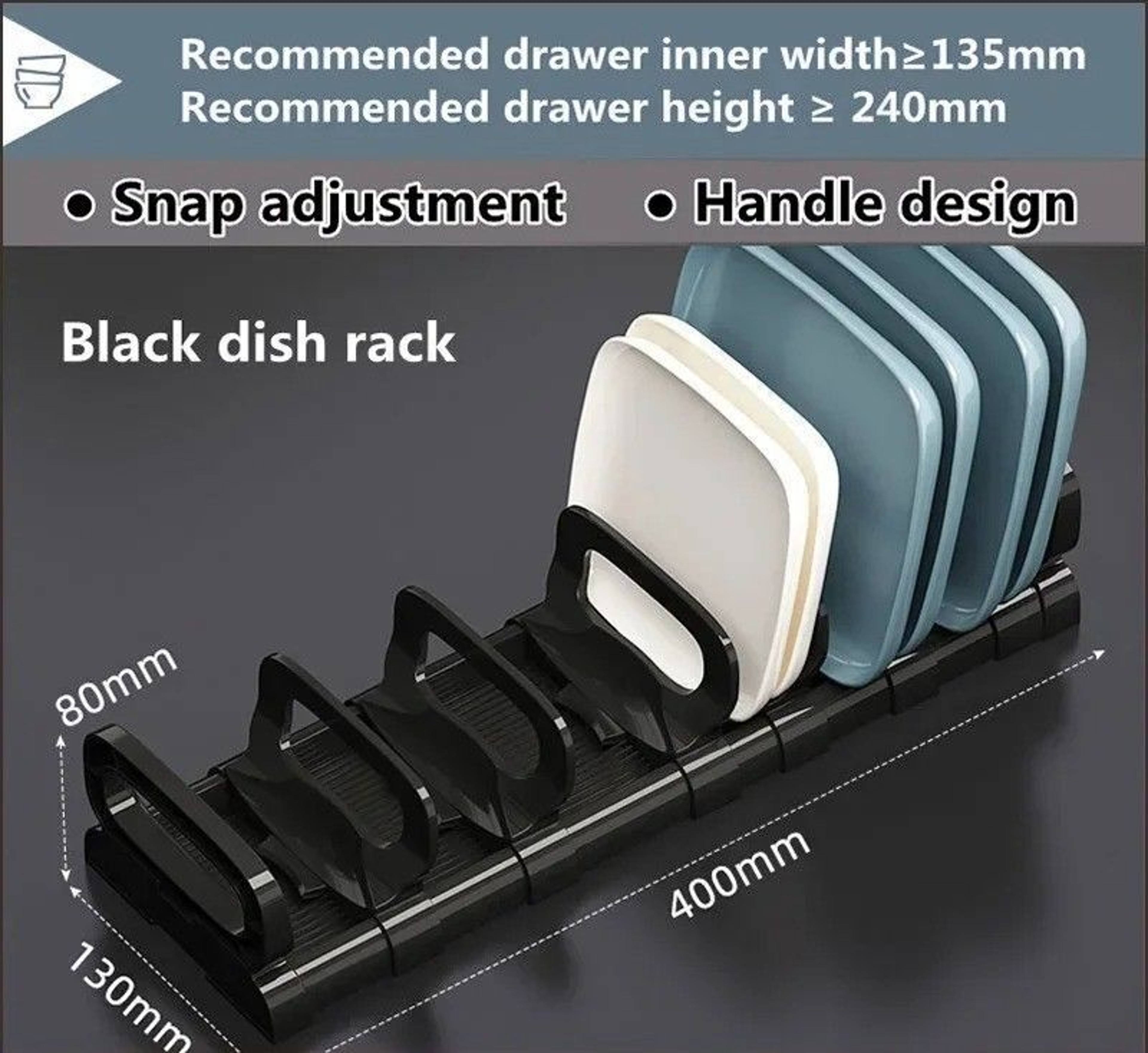 Adjustable Drawer Plate And Bowl Organizer Rack For Kitchen Cabinets 9