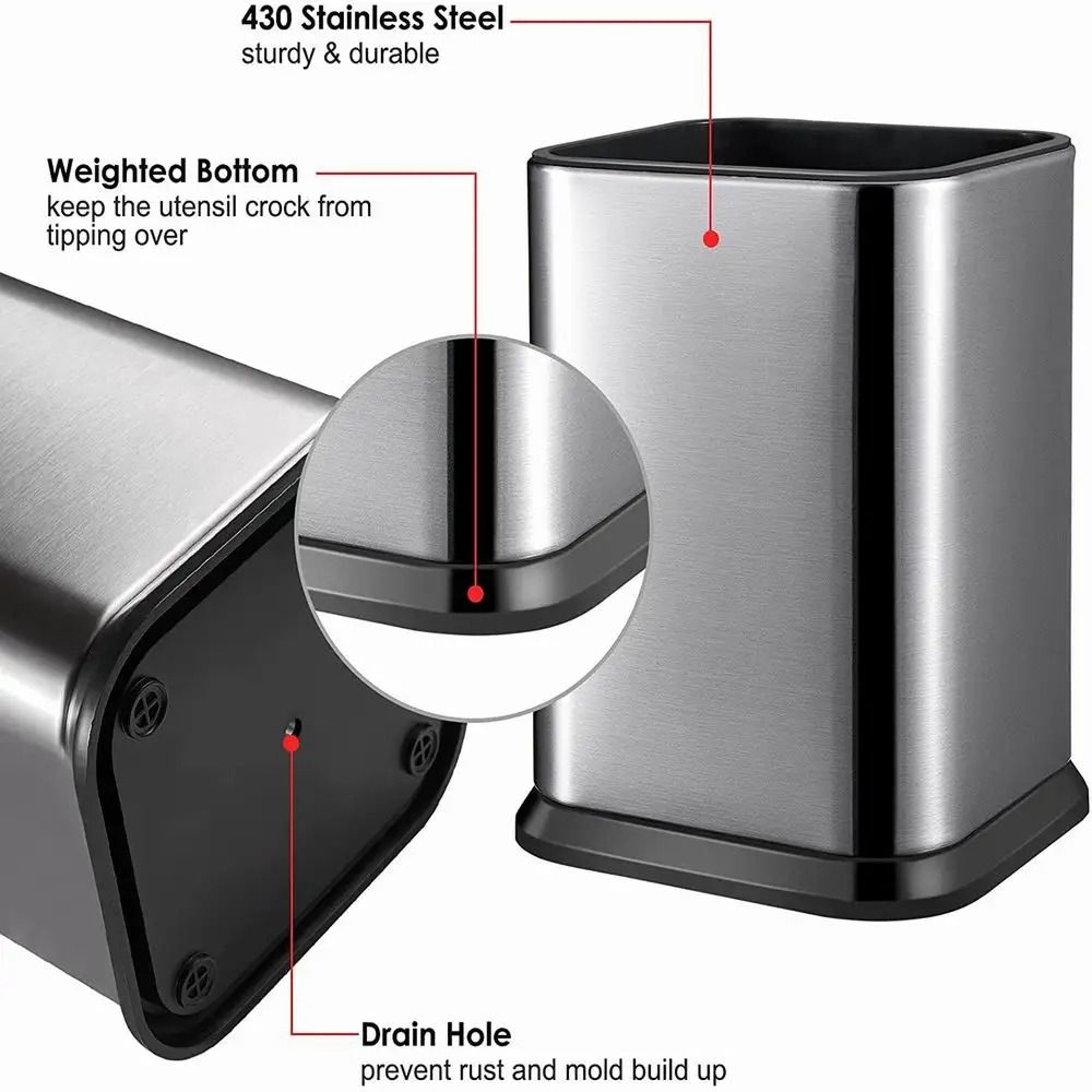 Stainless Steel Kitchen Utensil Holder For Countertop Cooking Tool Organization 2