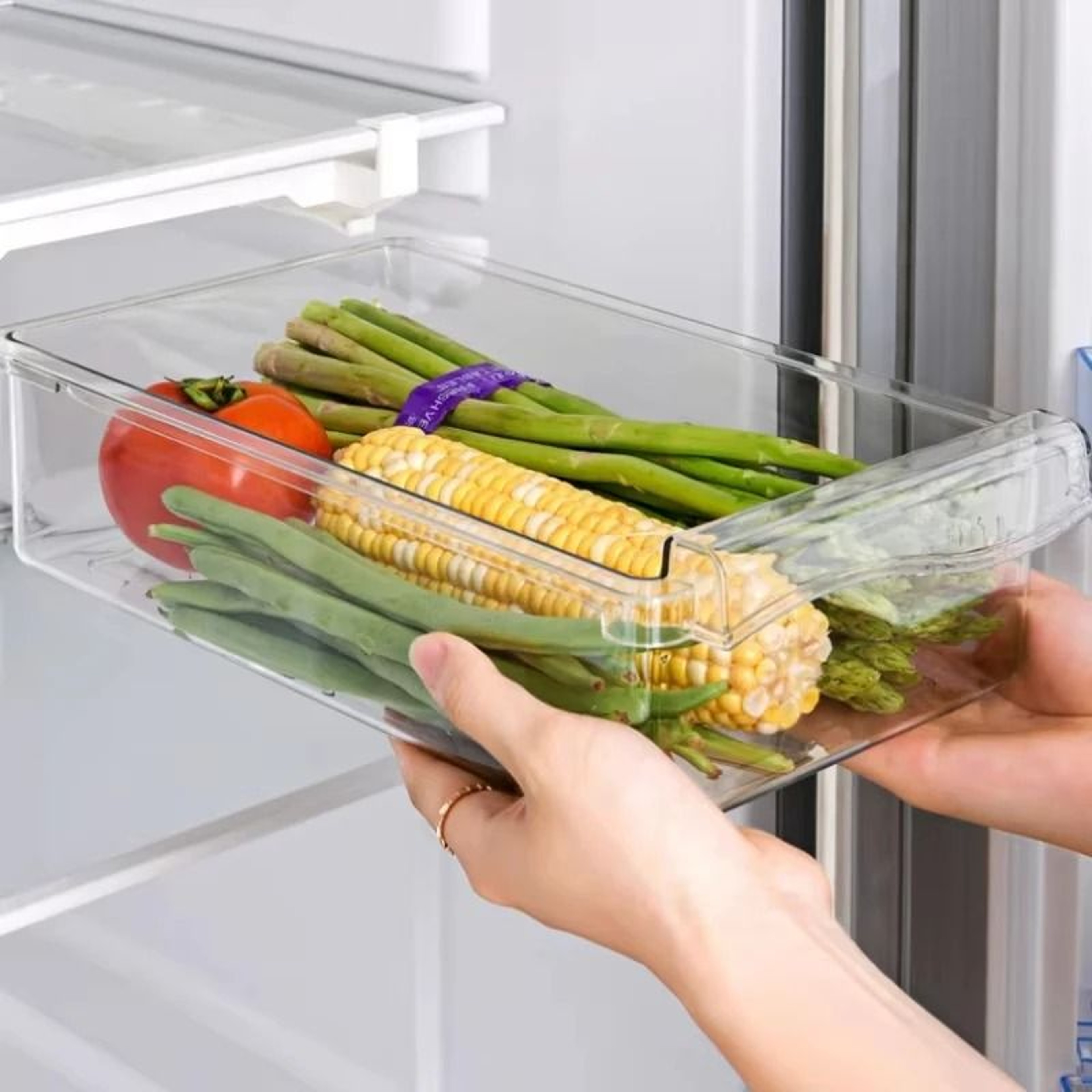 Adjustable Refrigerator Drawer Storage Box For Fruits Vegetables And Food Organization 4