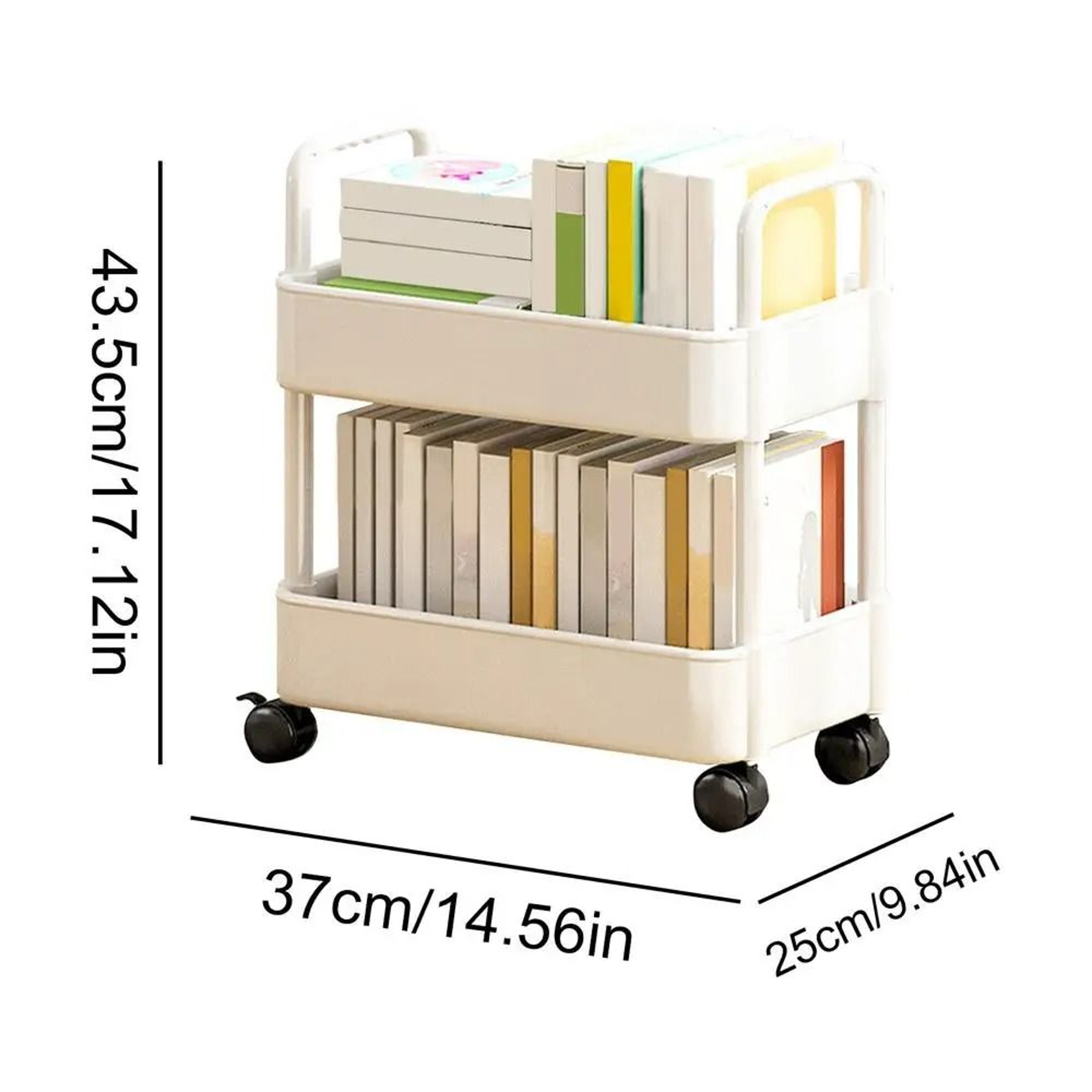 2 Tier Rolling Storage Cart with Wheels for Books Toys Snacks and Household Organization – view 1