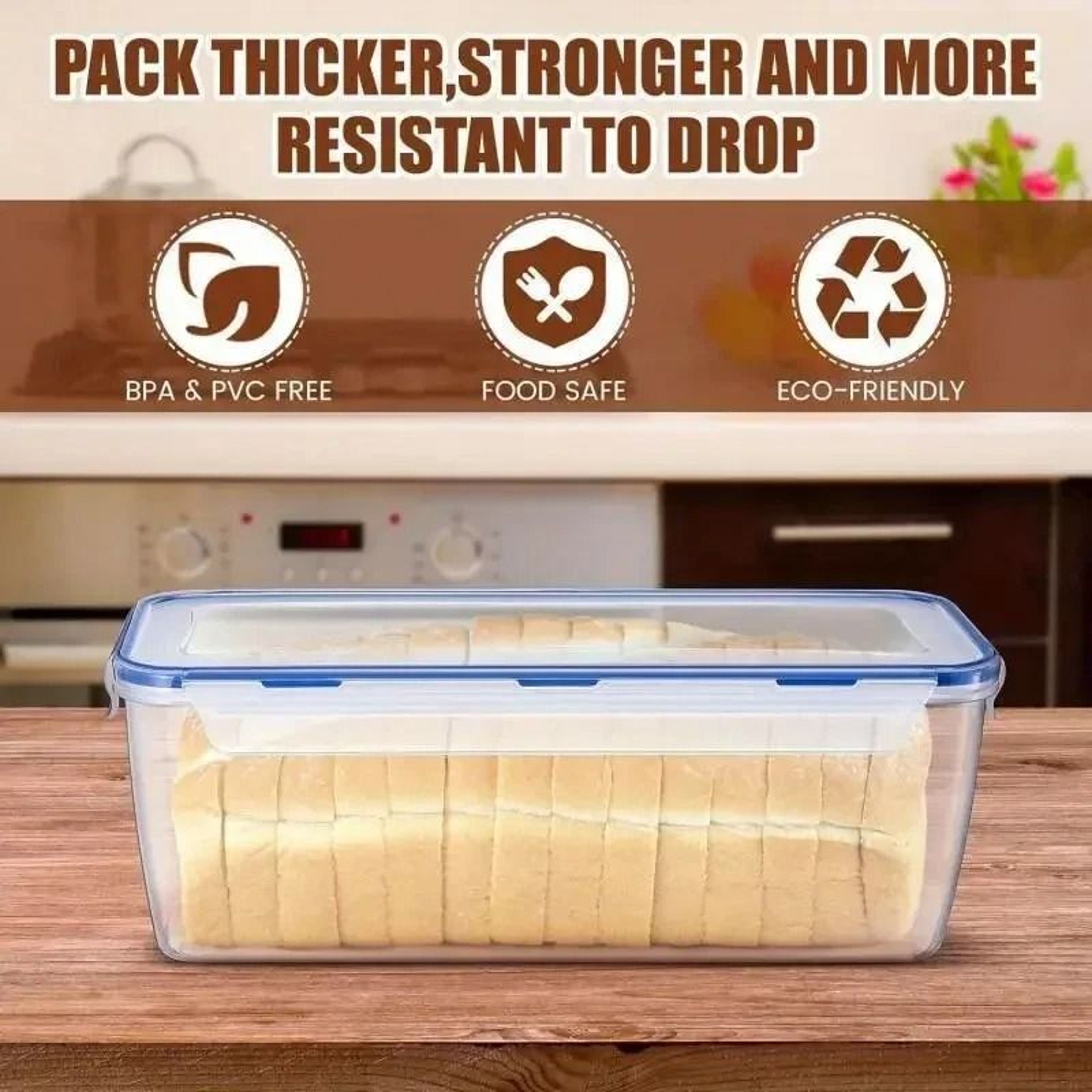 Airtight Bread Storage Container With Lid For Sandwich Bread And Kitchen Organization 2