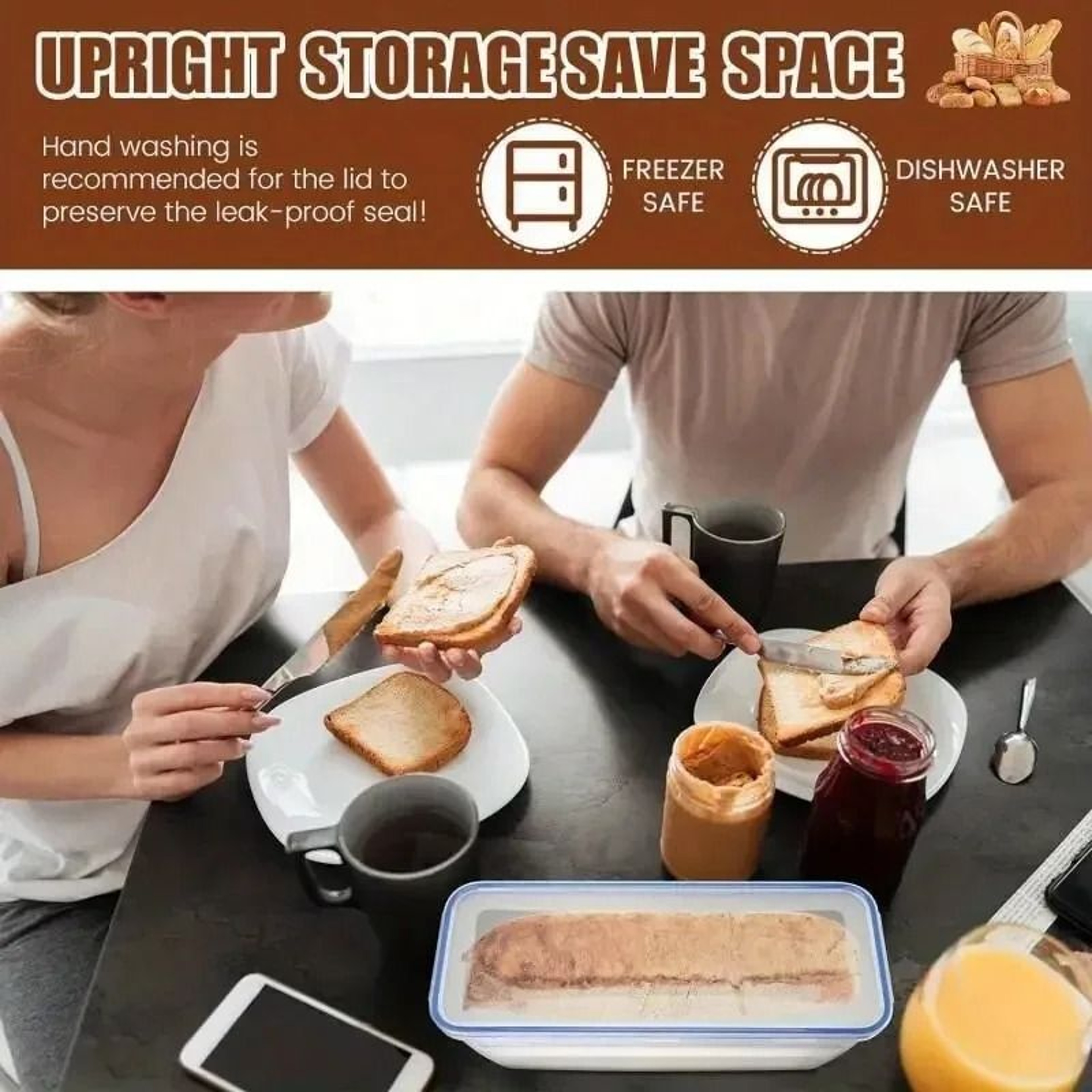 Airtight Bread Storage Container With Lid For Sandwich Bread And Kitchen Organization 4