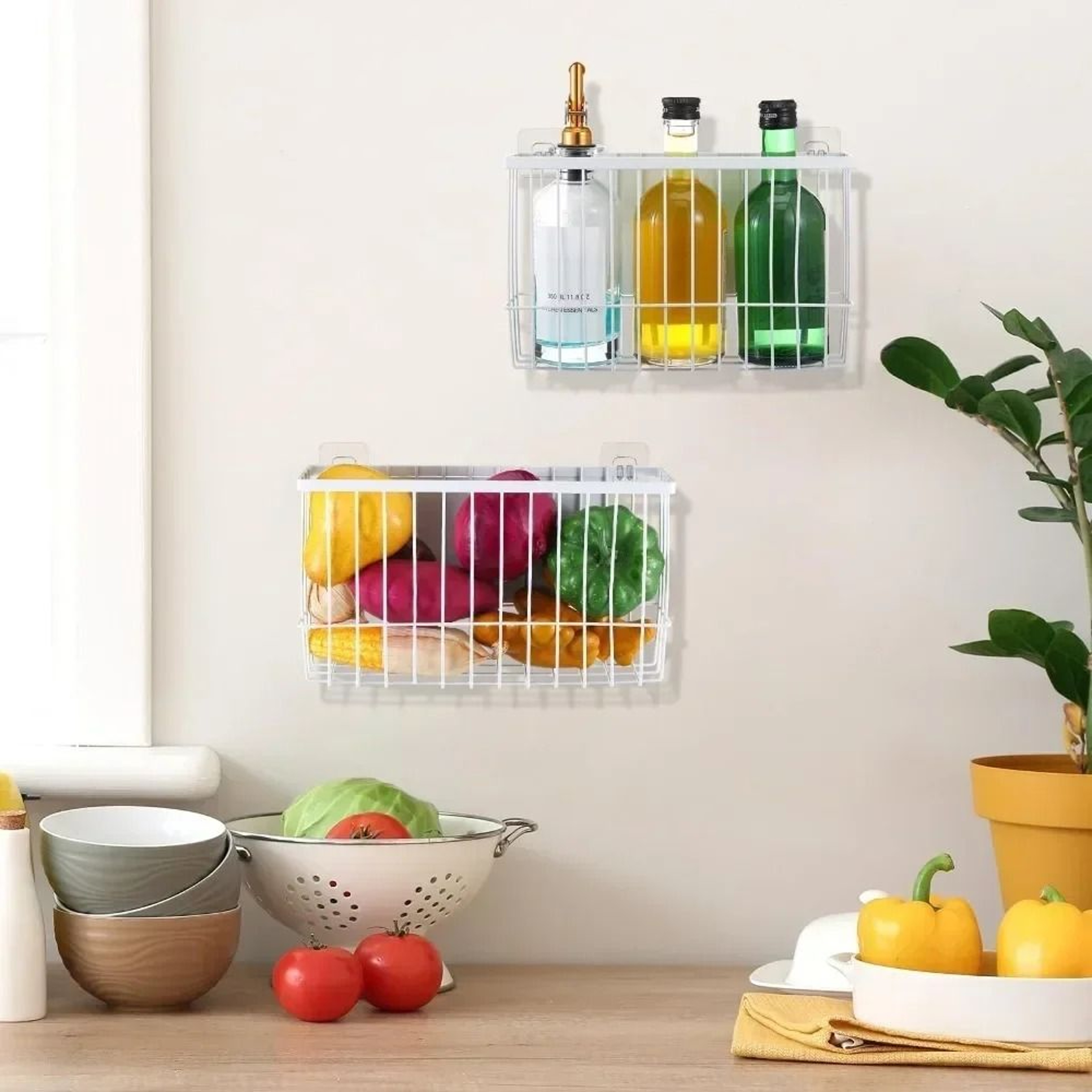 Magnetic Refrigerator Storage Basket For Kitchen Condiments Wraps And Household Organization 2