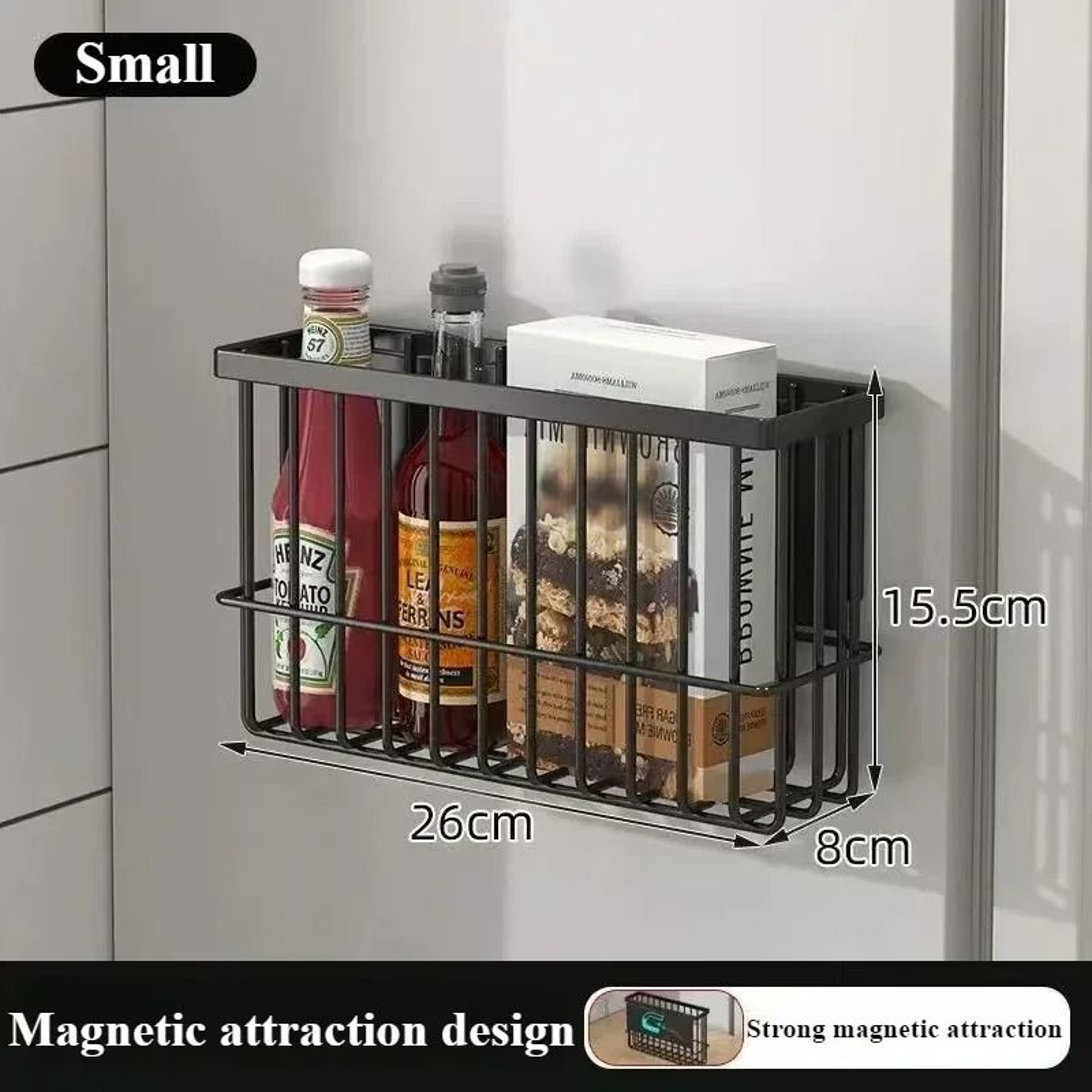 Magnetic Refrigerator Storage Basket For Kitchen Condiments Wraps And Household Organization 5
