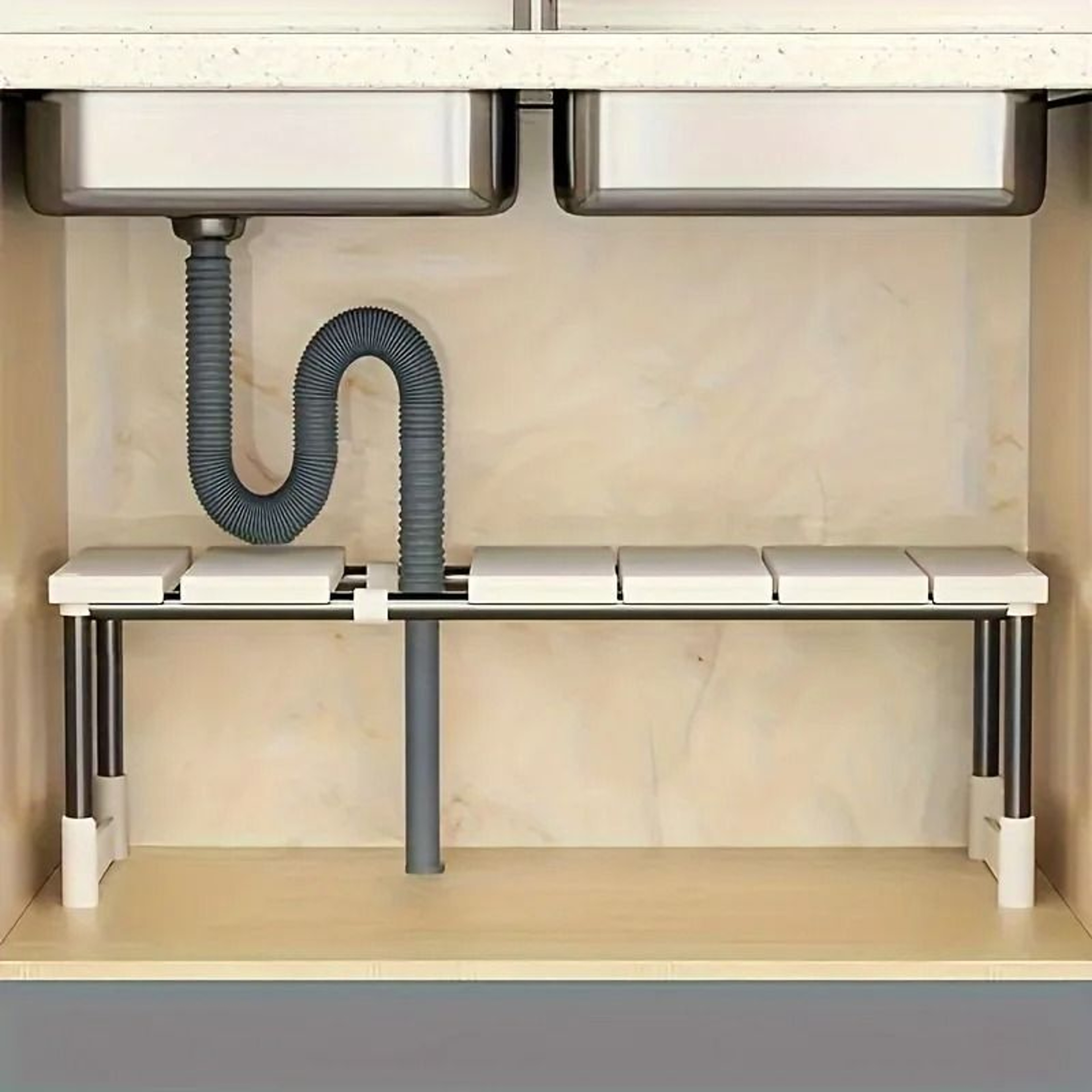 Adjustable Under Sink Storage Rack Stainless Steel Multi Layer Cabinet Organizer 5