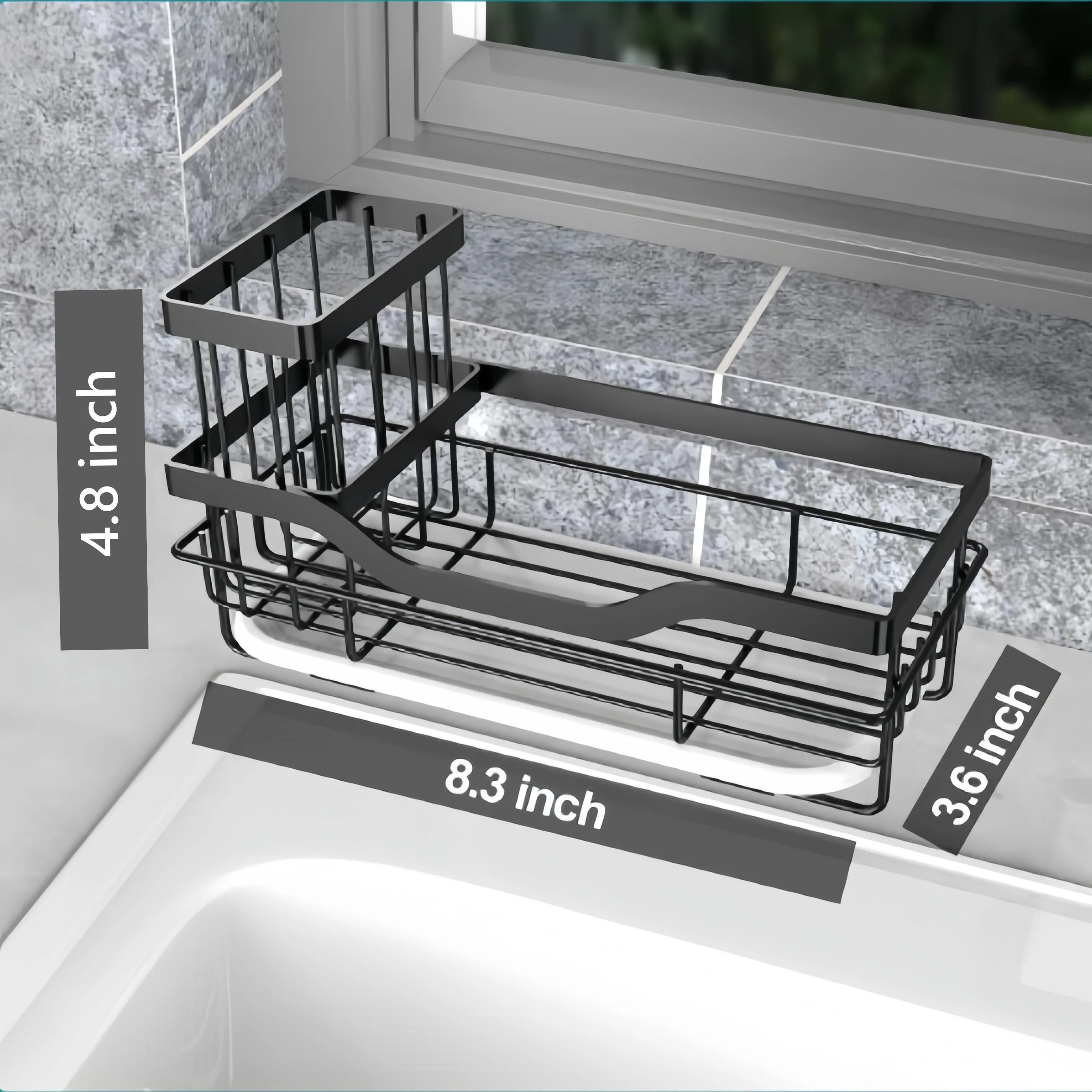 Stainless Steel Cleaning Tools Organizer Rack With Drain Tray For Kitchen And Bathroom Storage 6