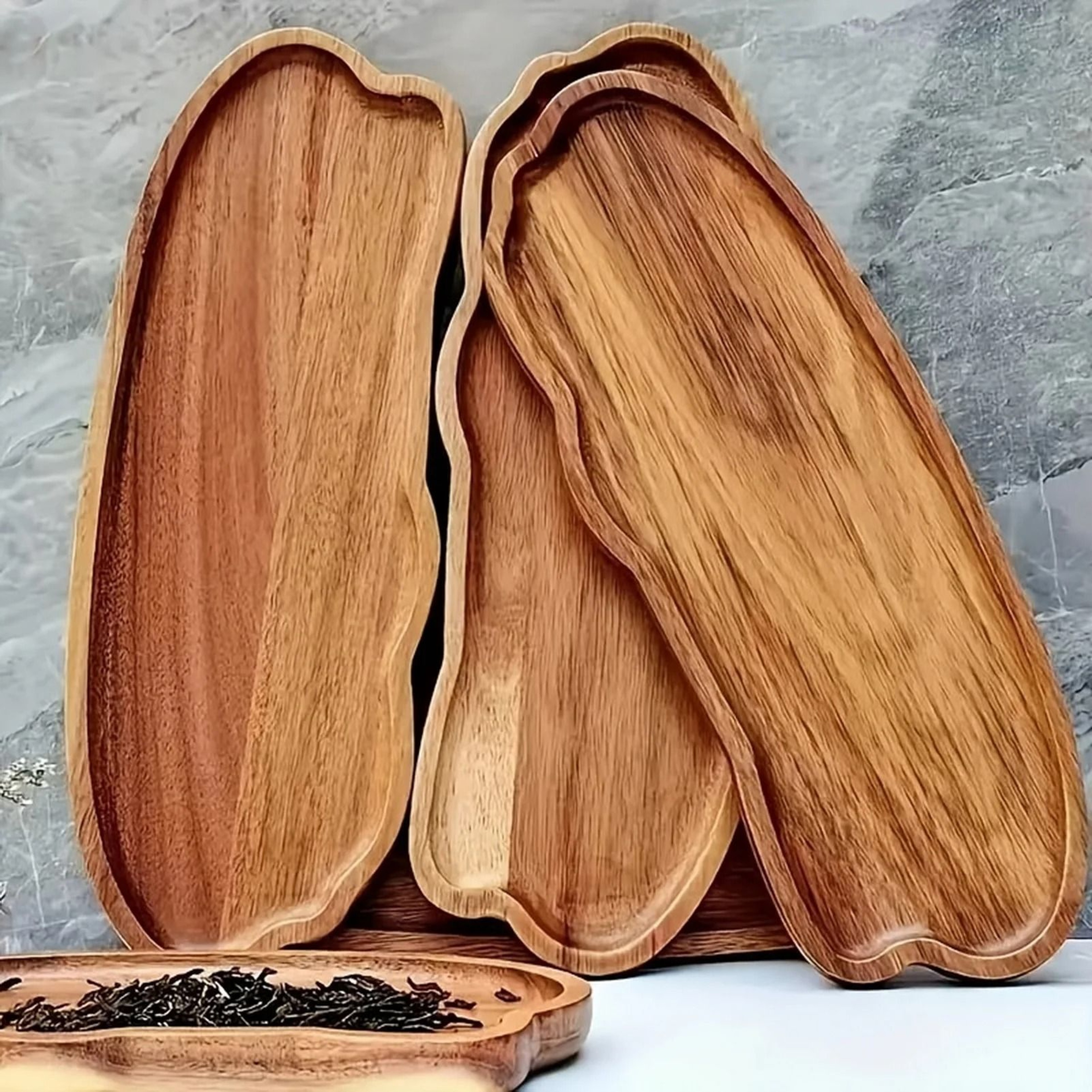 Japanese Style Cloud Shaped Wooden Serving Tray For Coffee Tea Bread And Desserts 5
