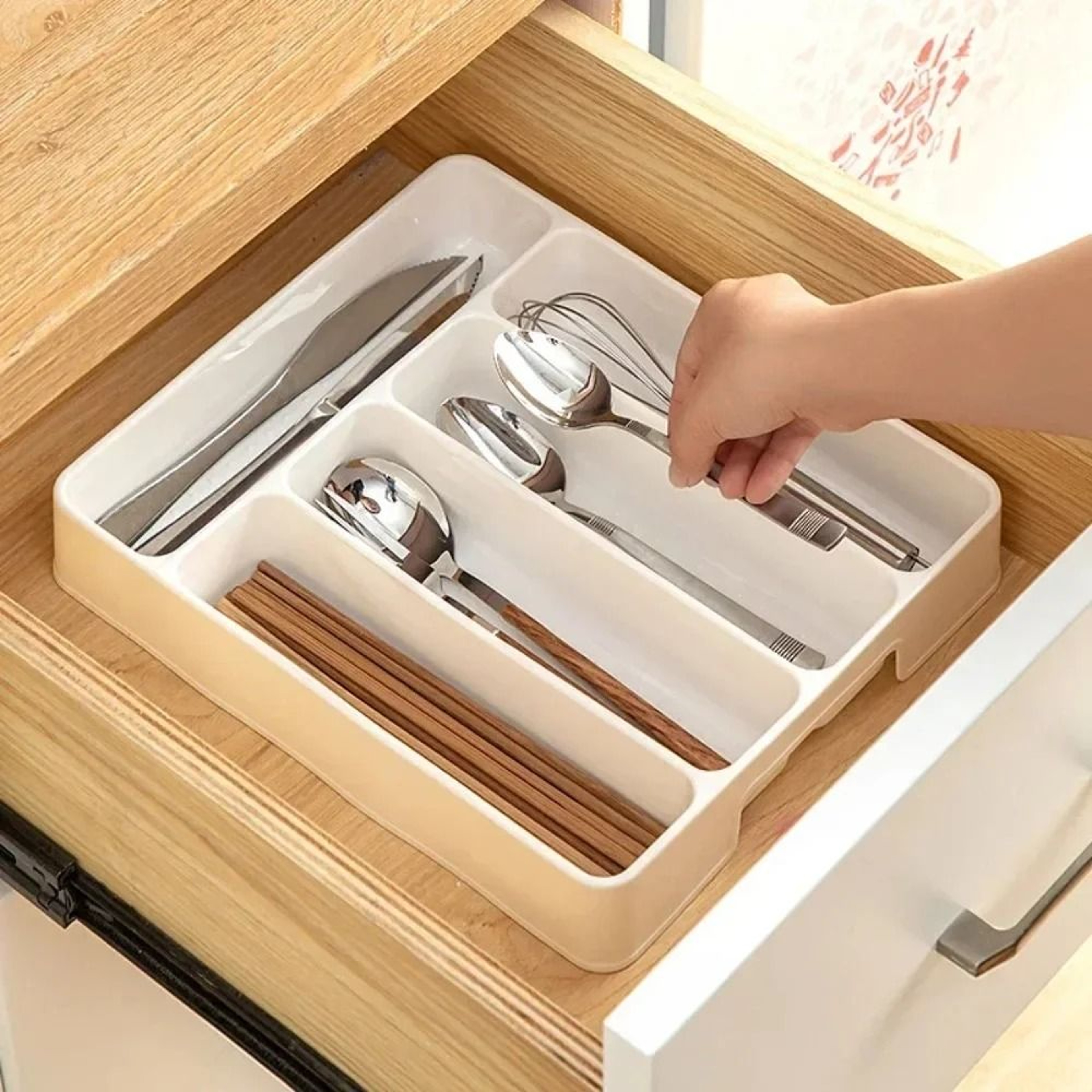 Cutlery Organizer Drawer Tray With 4 Or 5 Compartments For Kitchen Utensil Storage 1