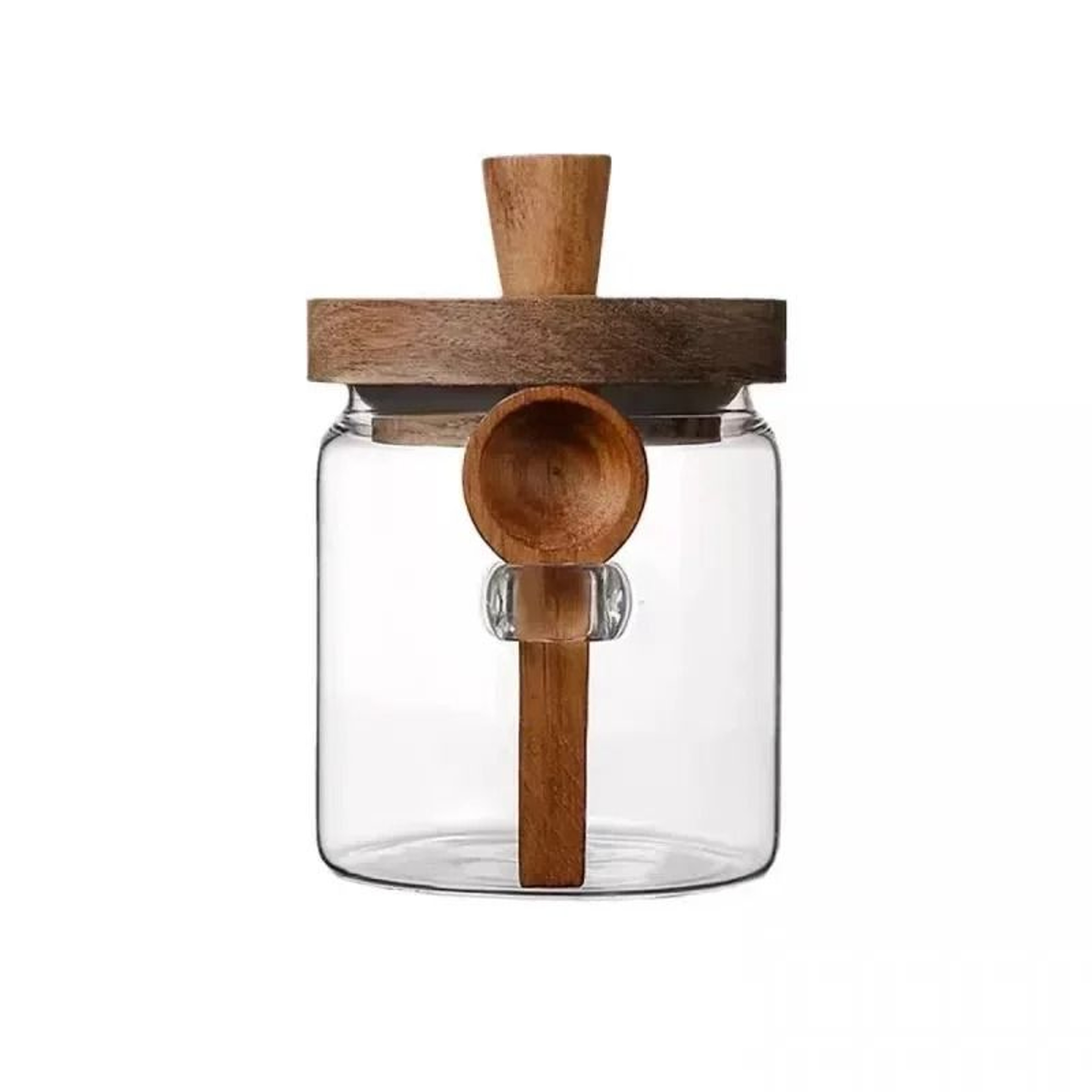 Glass Storage Jar With Bamboo Lid And Spoon For Coffee Beans Grains Spices  Dry Food 6