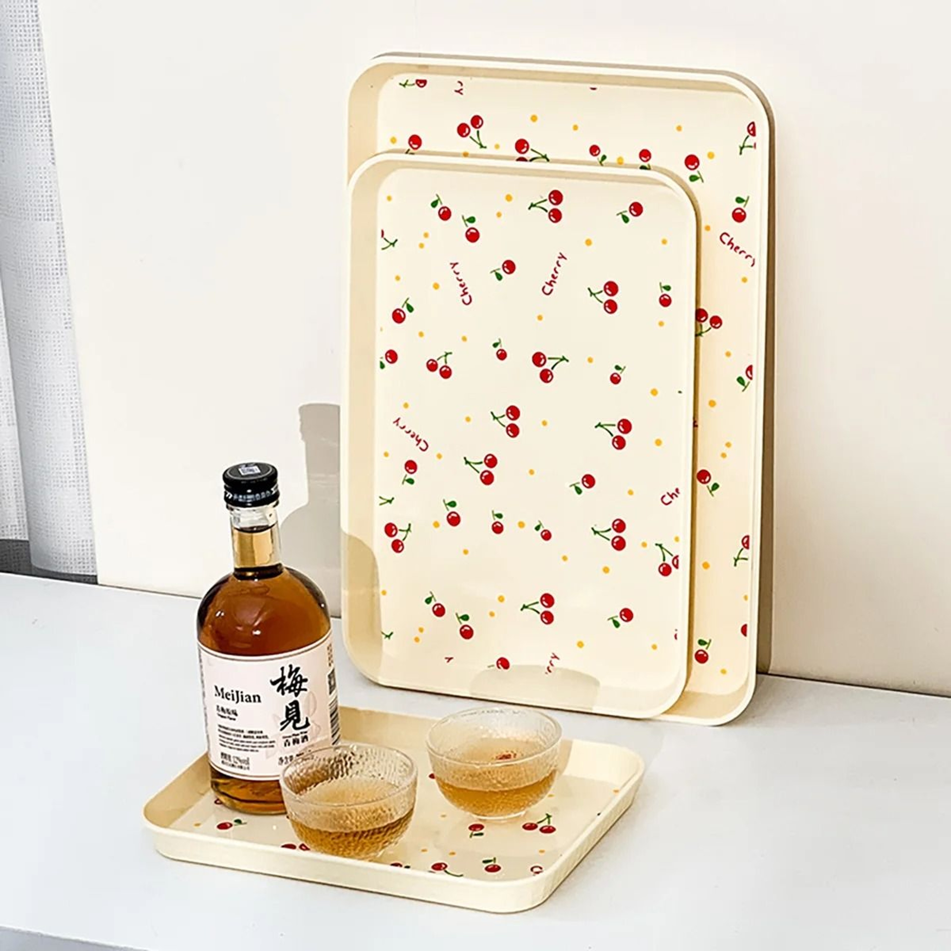 Cherry Pattern Serving Tray Multipurpose Organizer For Desserts Fruits Jewelry Perfume And Home Dec 3