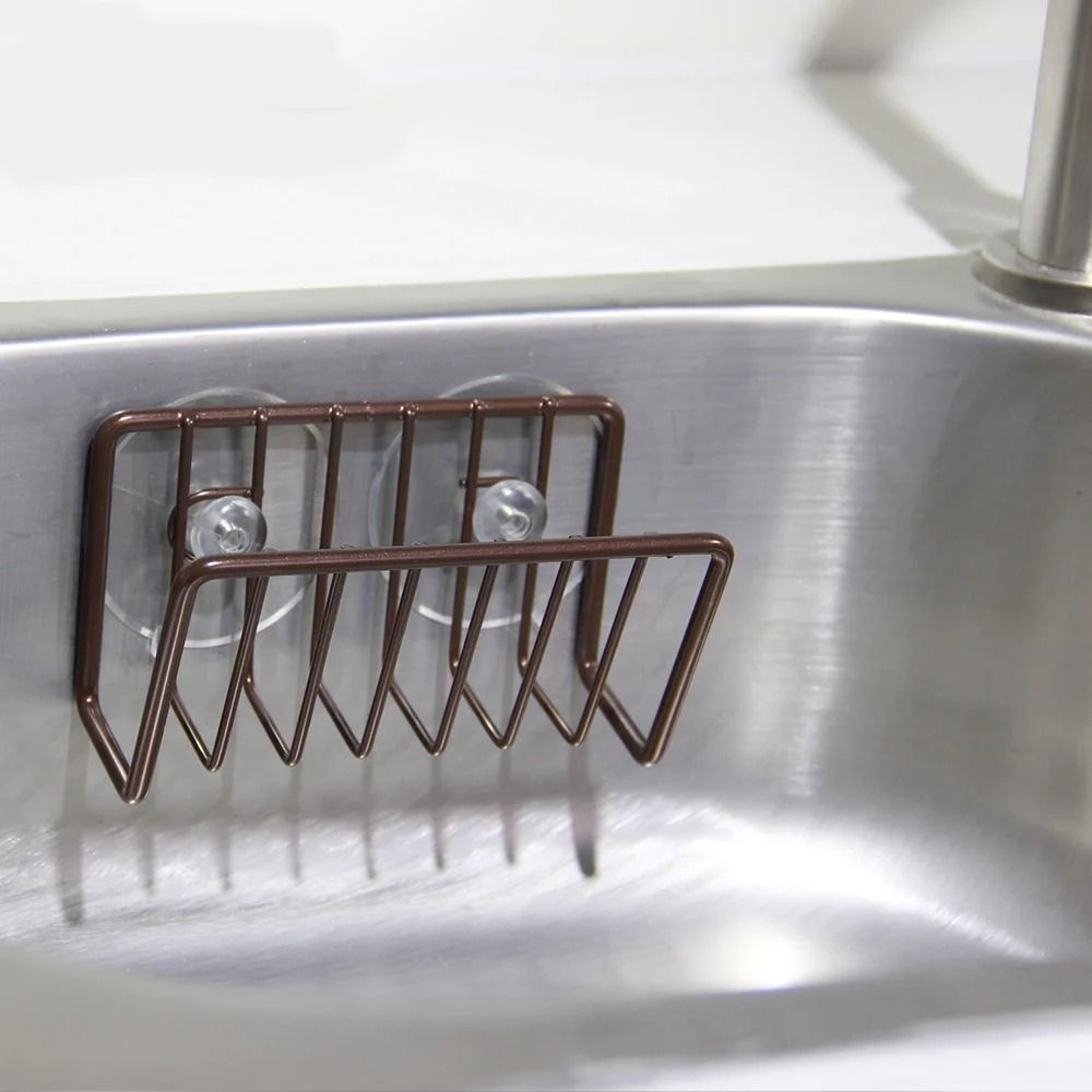 No Drill Over Sink Sponge Holder Wall Mounted Kitchen Organizer Rack For Soap Dispenser Sponges And 3