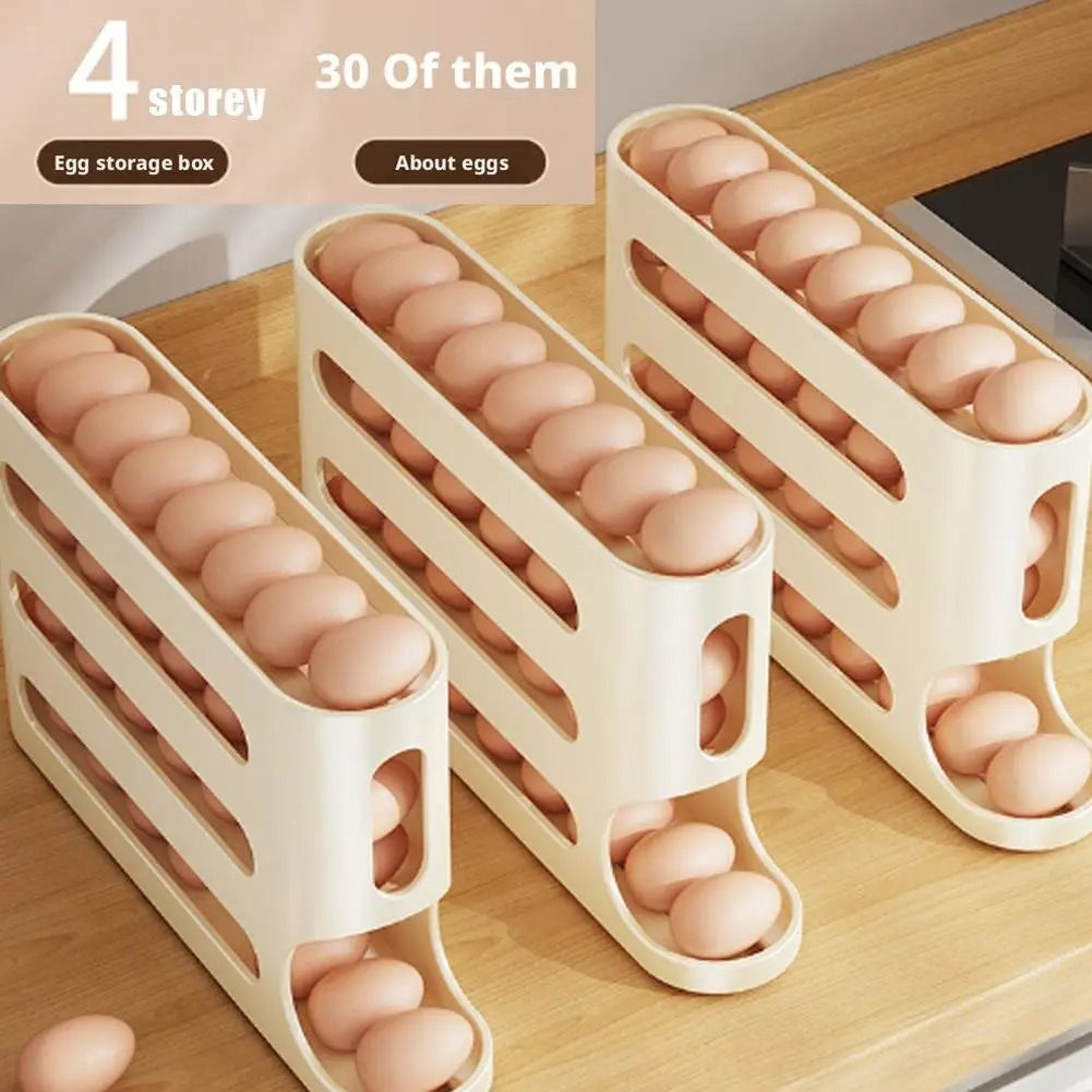 4 Layer Automatic Rolling Egg Holder Refrigerator Egg Dispenser Storage Rack For Kitchen And Fridge 3